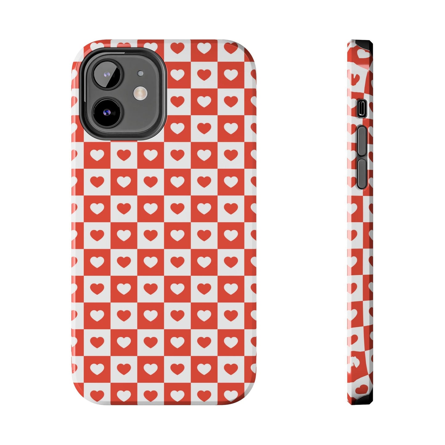 Red & White Heart Checkerboard – iPhone Series Case - BOGO Cases