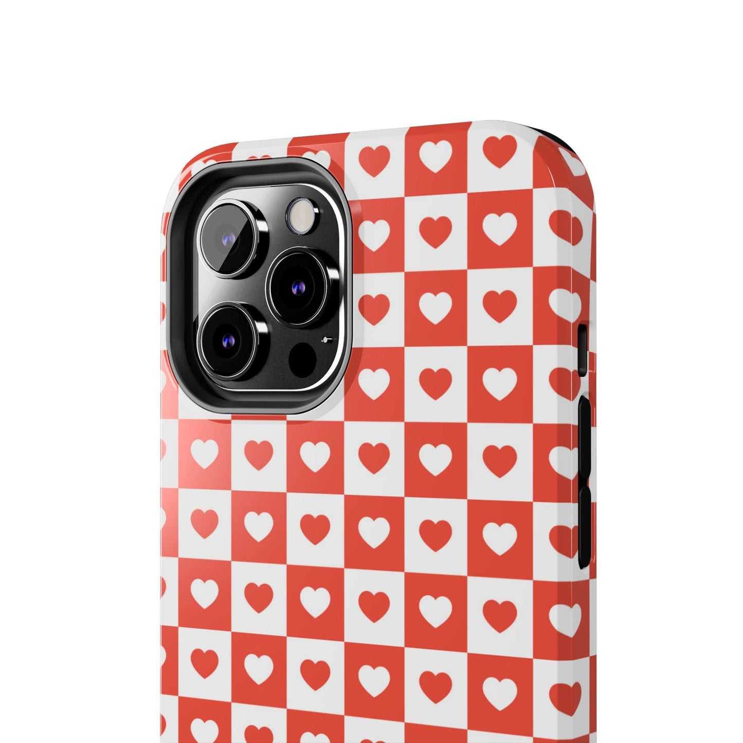 Red & White Heart Checkerboard – iPhone Series Case - BOGO Cases