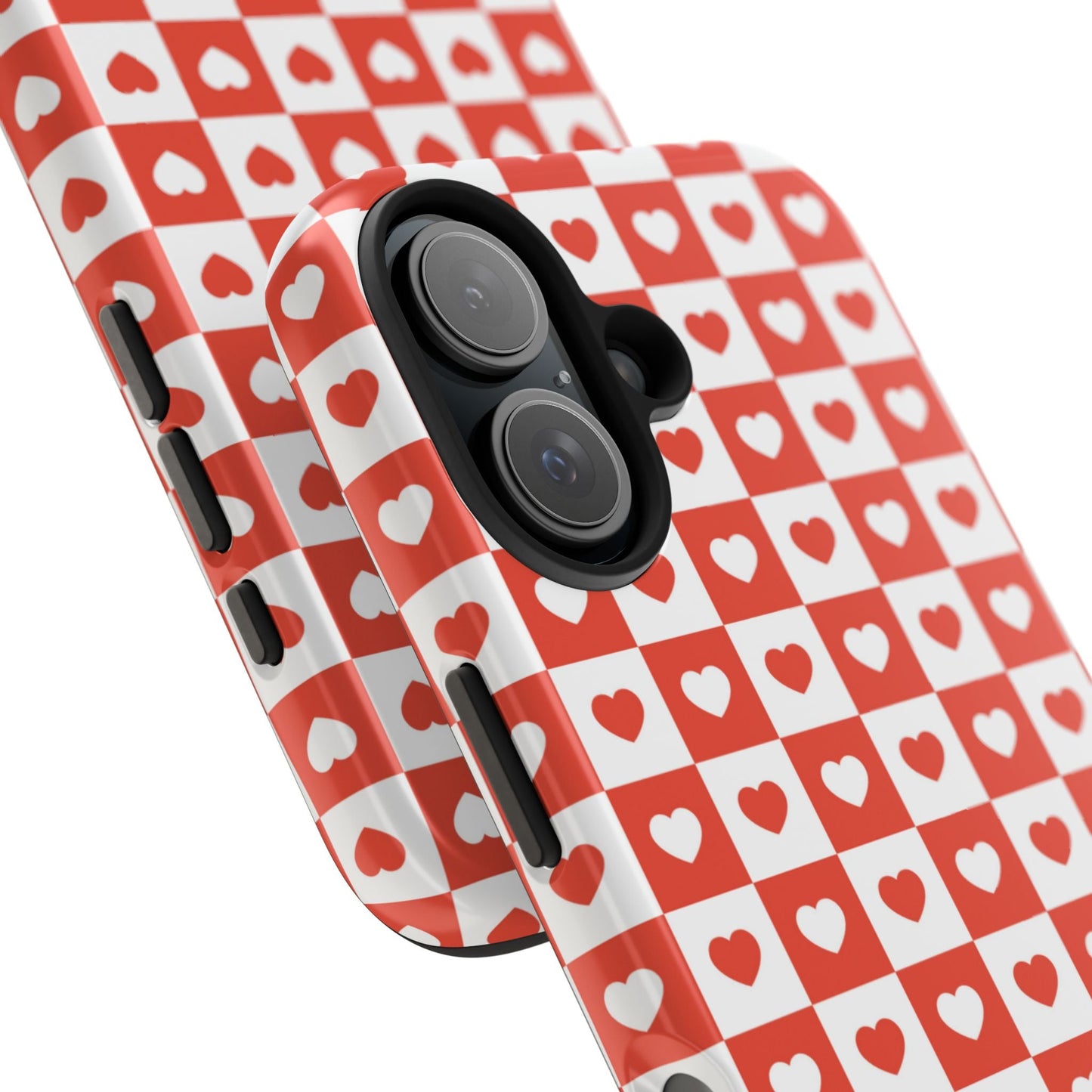 Red & White Heart Checkerboard – iPhone Series Case - BOGO Cases