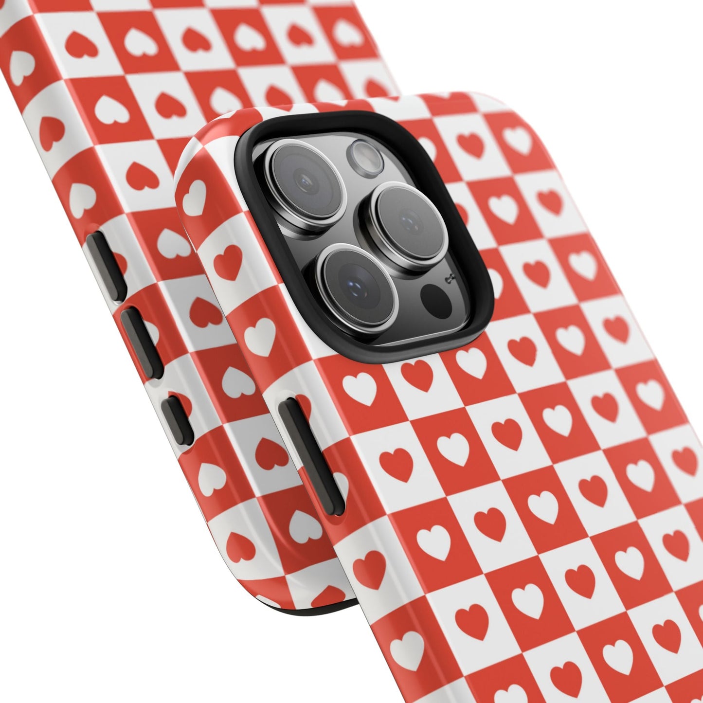Red & White Heart Checkerboard – iPhone Series Case - BOGO Cases