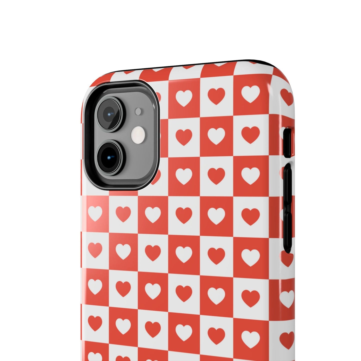 Red & White Heart Checkerboard – iPhone Series Case - BOGO Cases