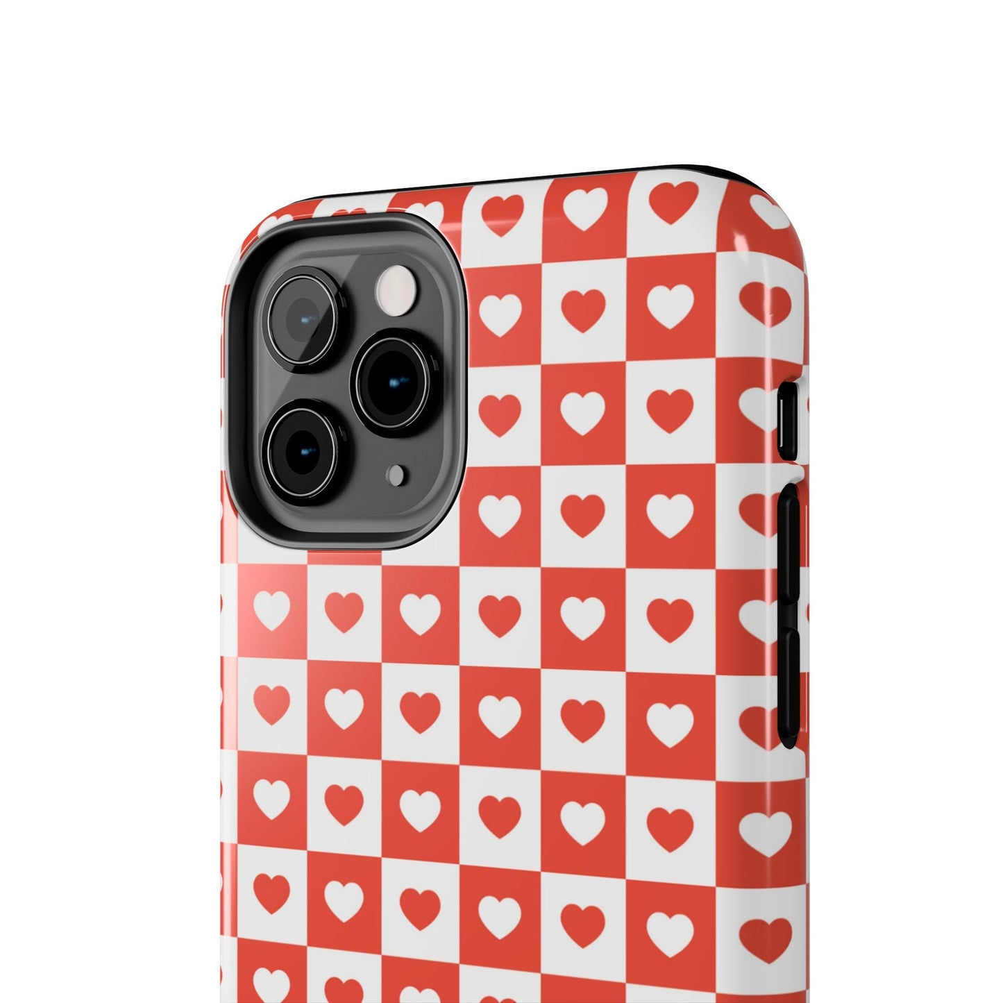 Red & White Heart Checkerboard – iPhone Series Case - BOGO Cases