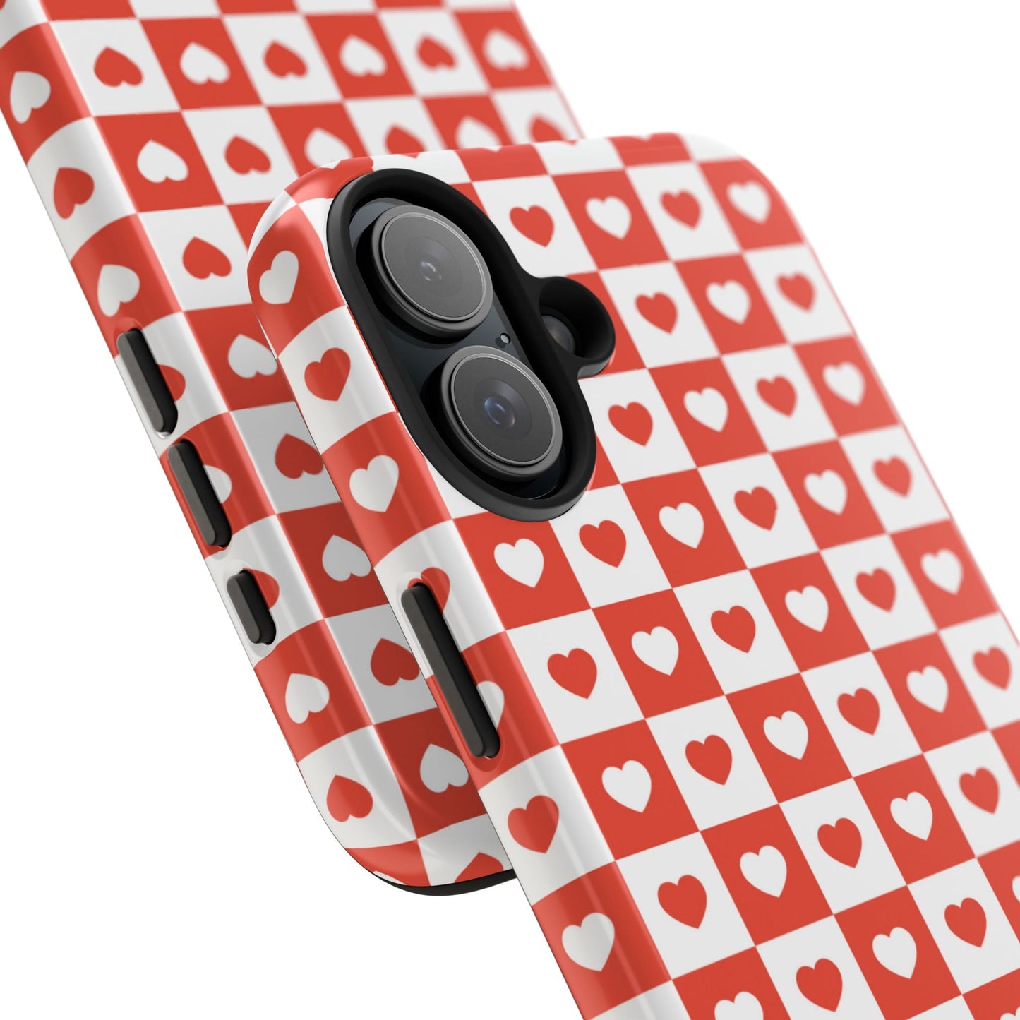 Red & White Heart Checkerboard – iPhone Series Case - BOGO Cases