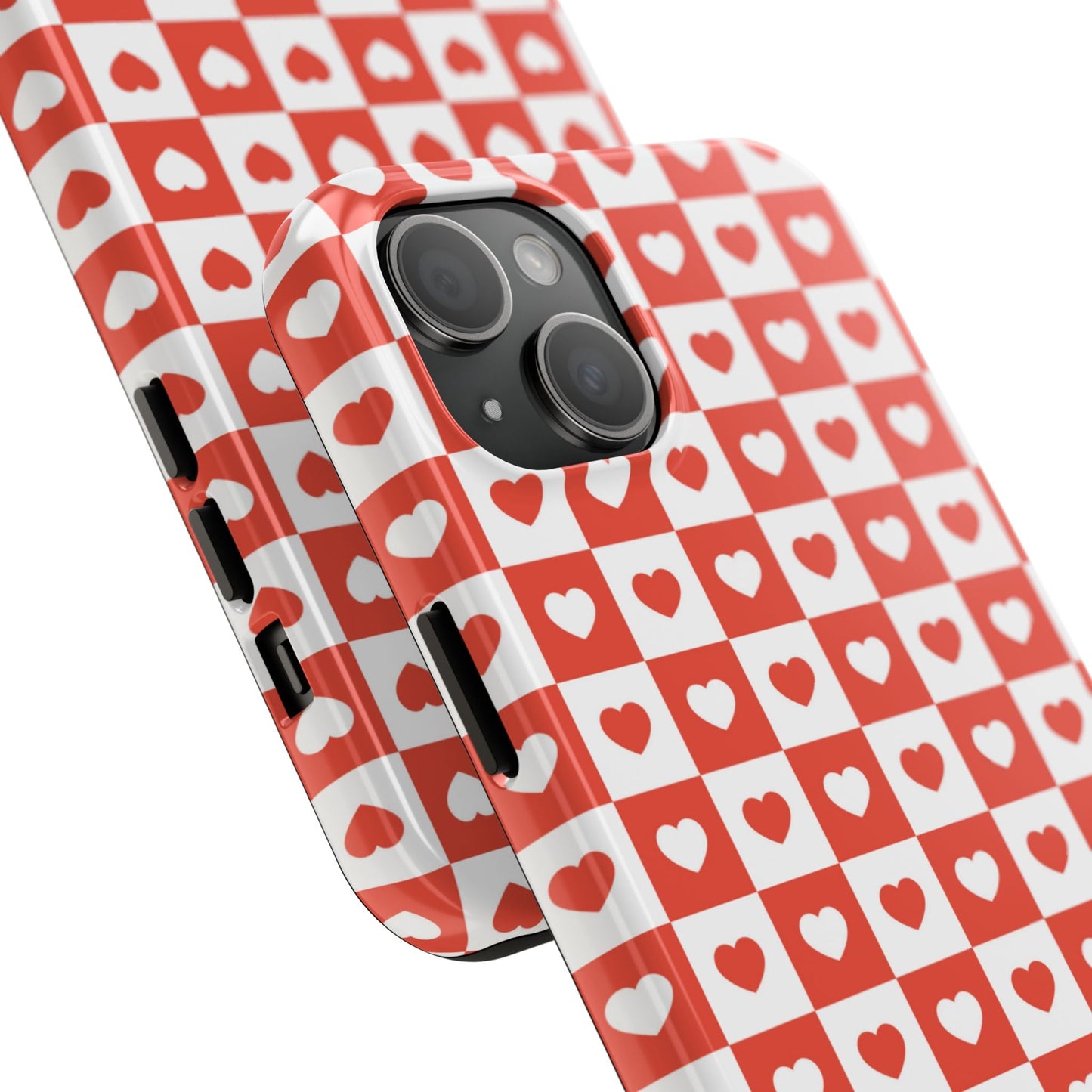 Red & White Heart Checkerboard – iPhone Series Case - BOGO Cases