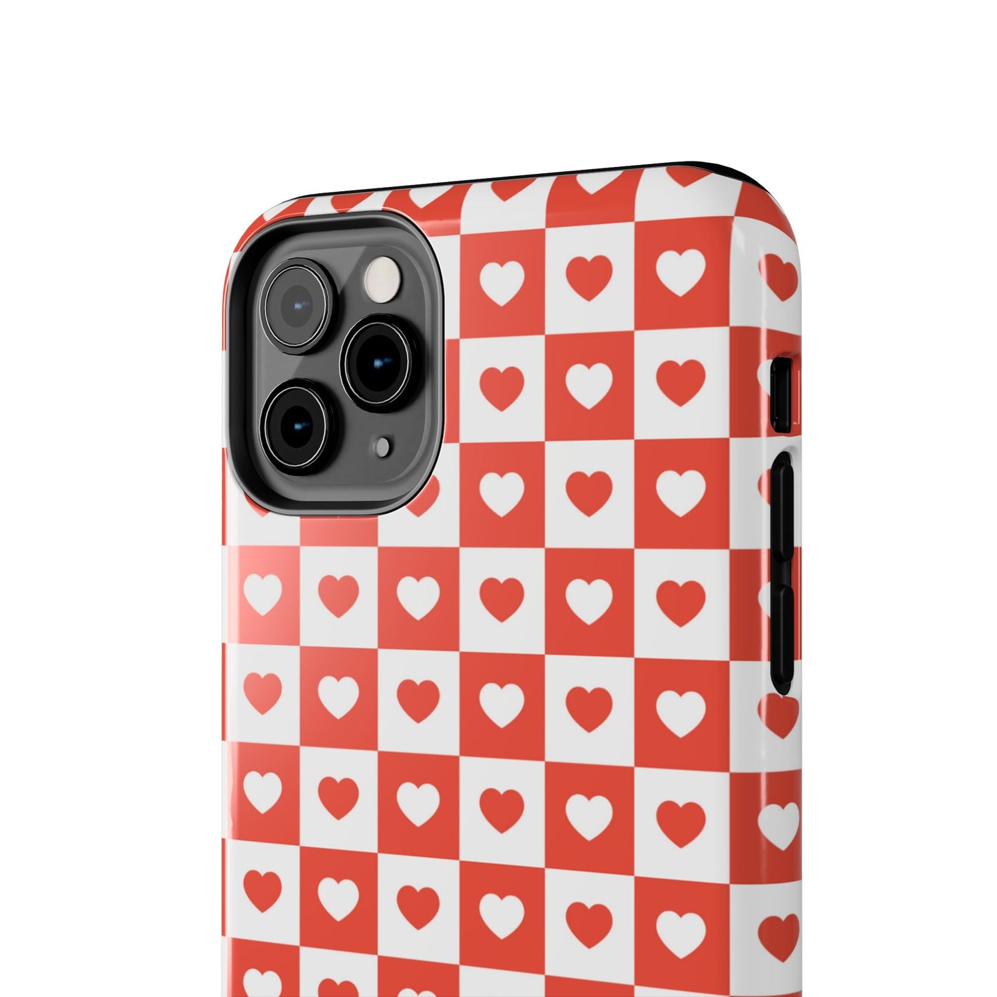 Red & White Heart Checkerboard – iPhone Series Case - BOGO Cases