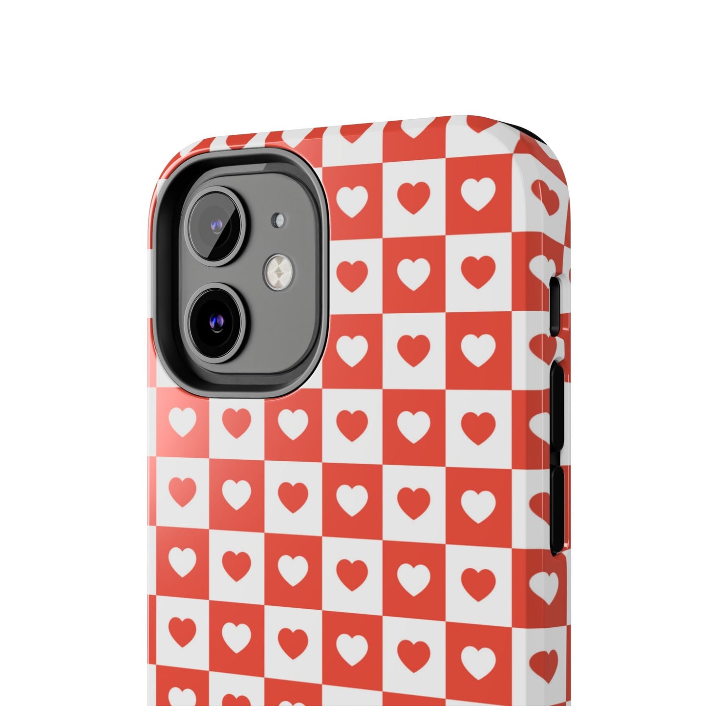 Red & White Heart Checkerboard – iPhone Series Case - BOGO Cases