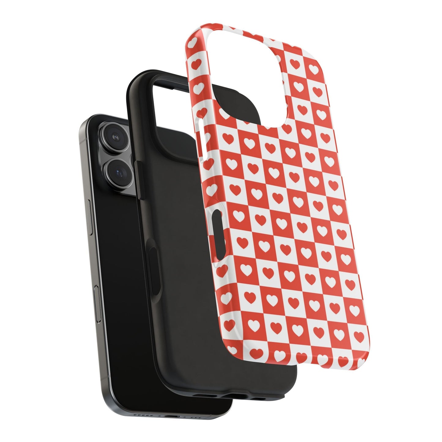 Red & White Heart Checkerboard – iPhone Series Case - BOGO Cases