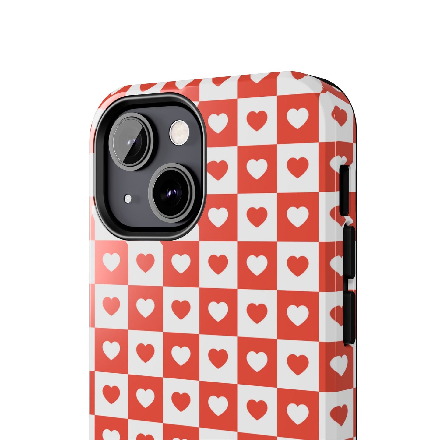 Red & White Heart Checkerboard – iPhone Series Case - BOGO Cases