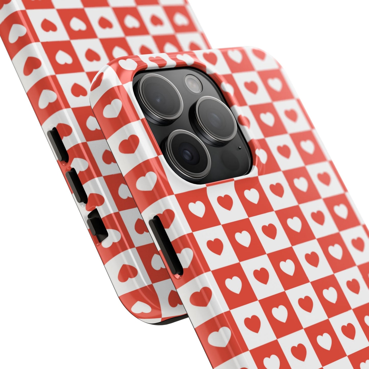 Red & White Heart Checkerboard – iPhone Series Case - BOGO Cases