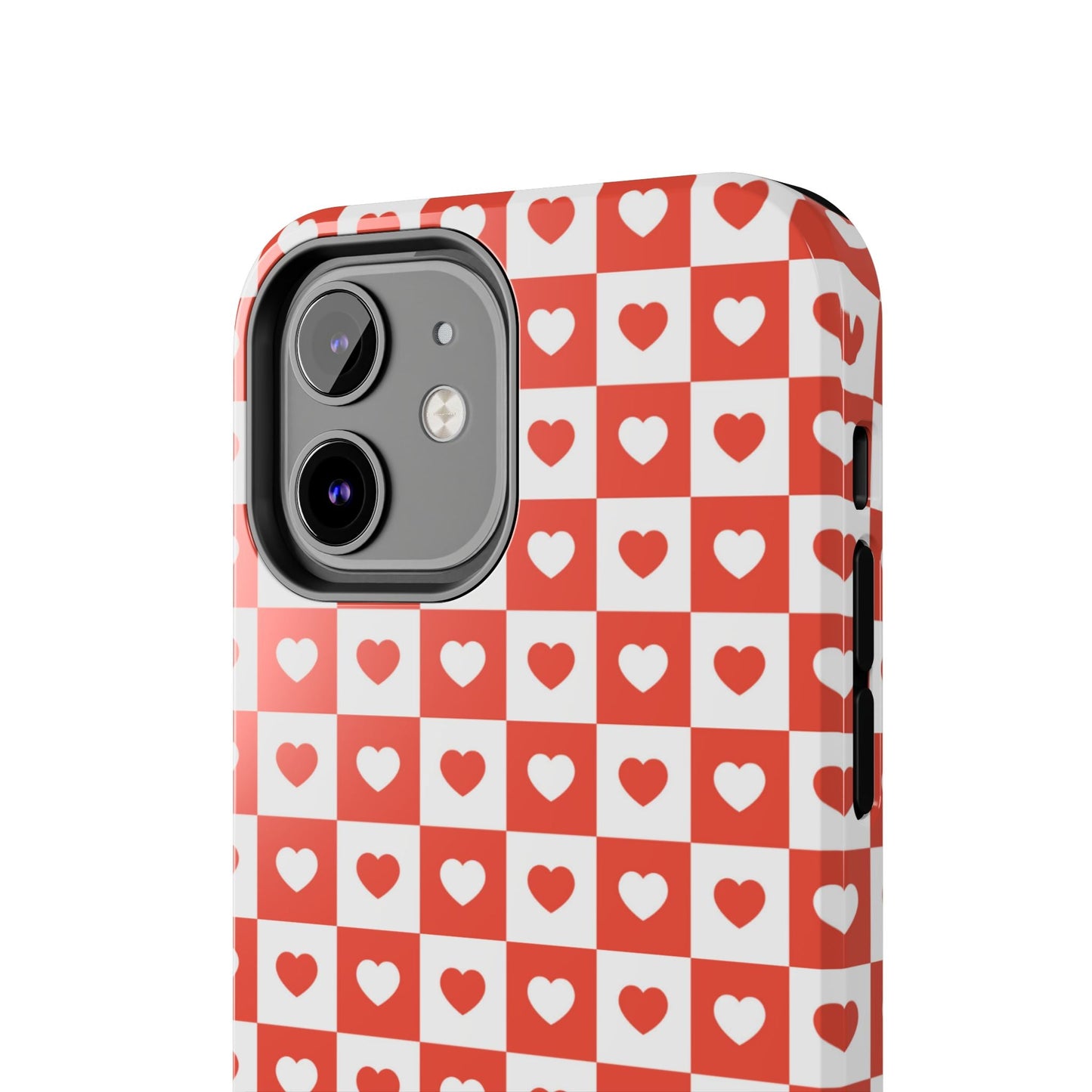 Red & White Heart Checkerboard – iPhone Series Case - BOGO Cases