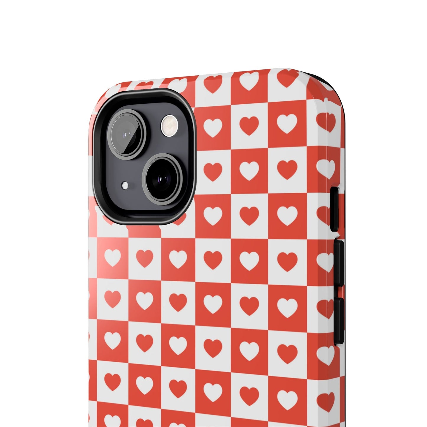 Red & White Heart Checkerboard – iPhone Series Case - BOGO Cases