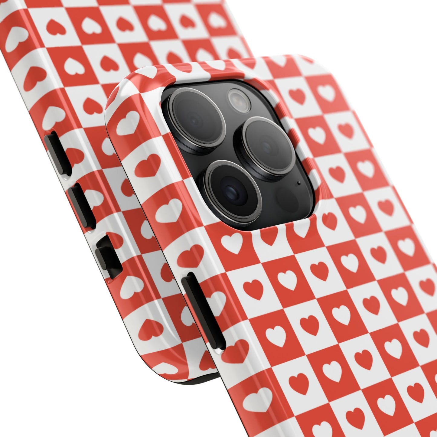 Red & White Heart Checkerboard – iPhone Series Case - BOGO Cases