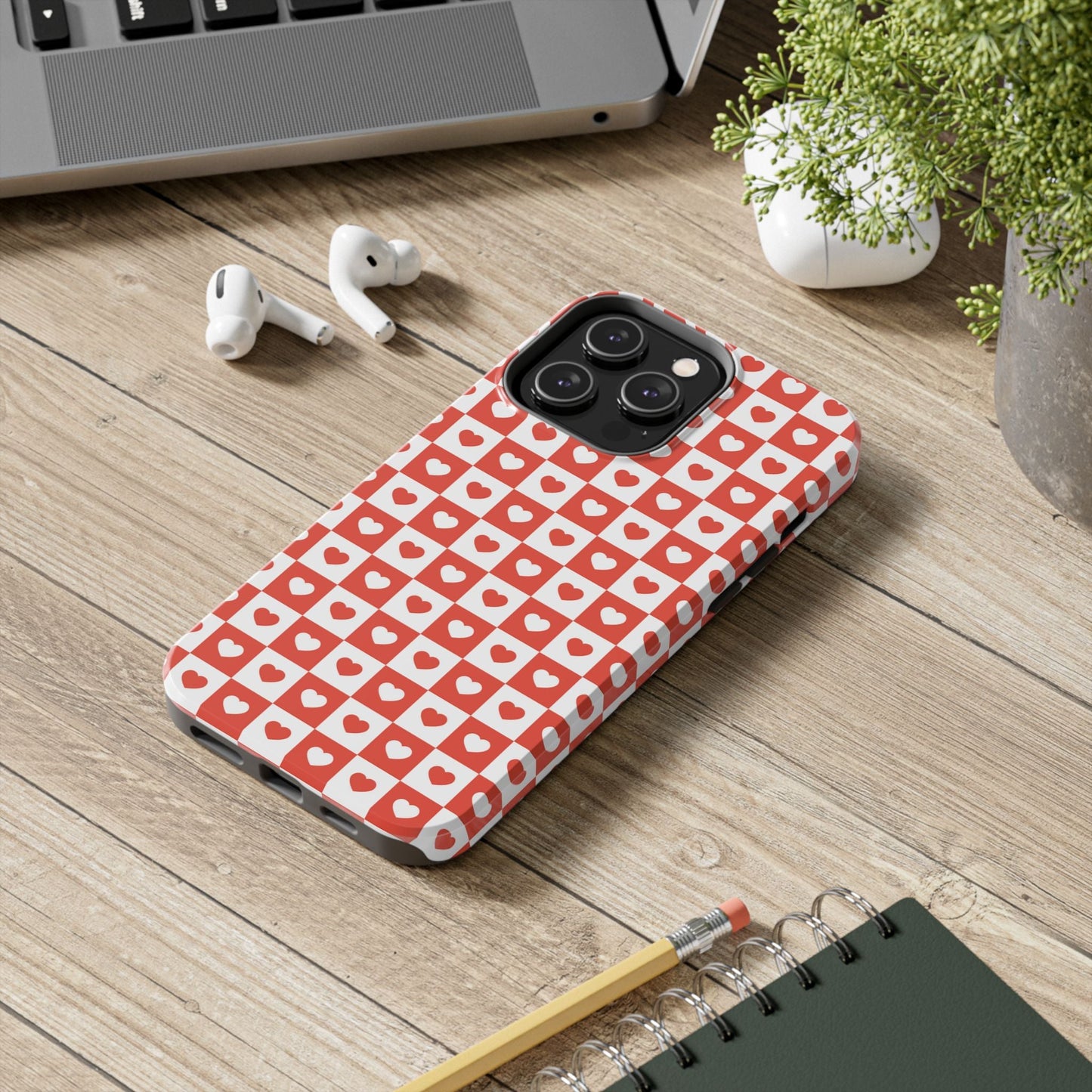 Red & White Heart Checkerboard – iPhone Series Case - BOGO Cases