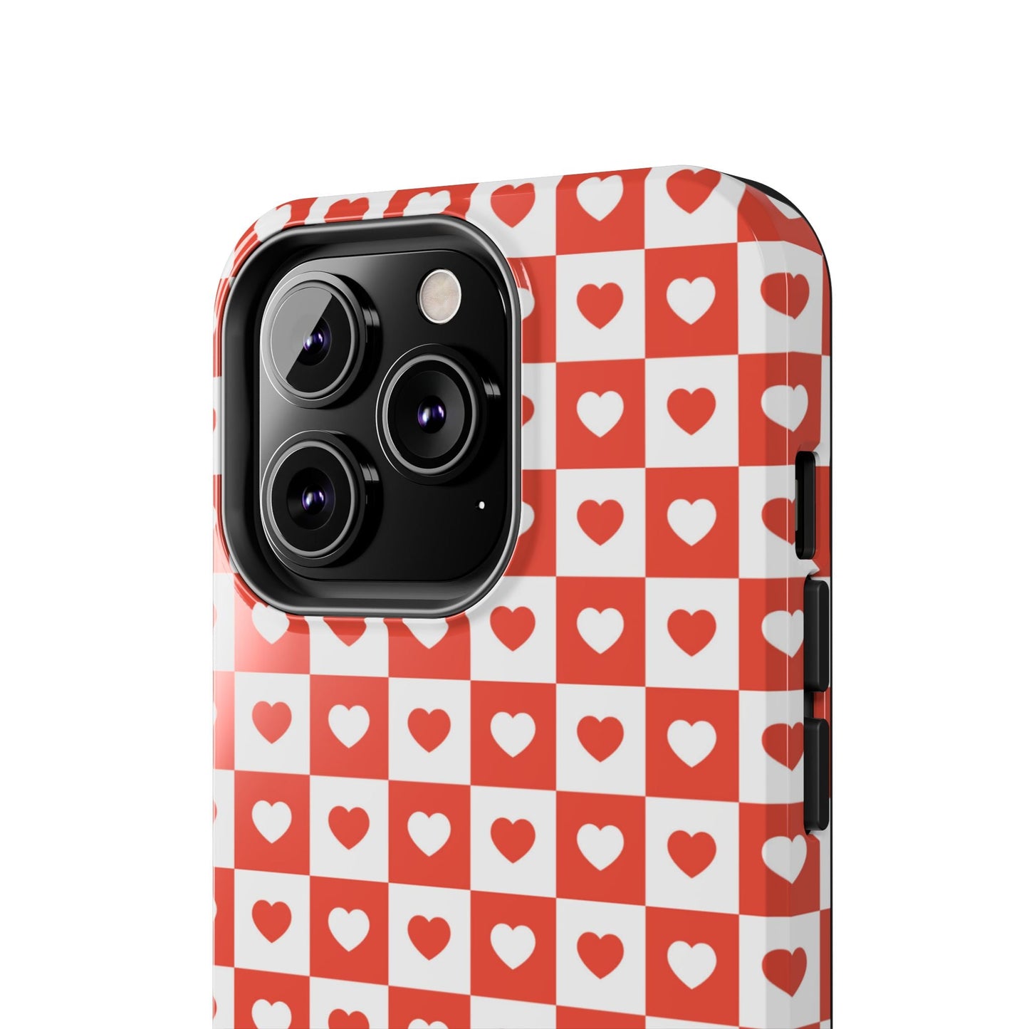 Red & White Heart Checkerboard – iPhone Series Case - BOGO Cases