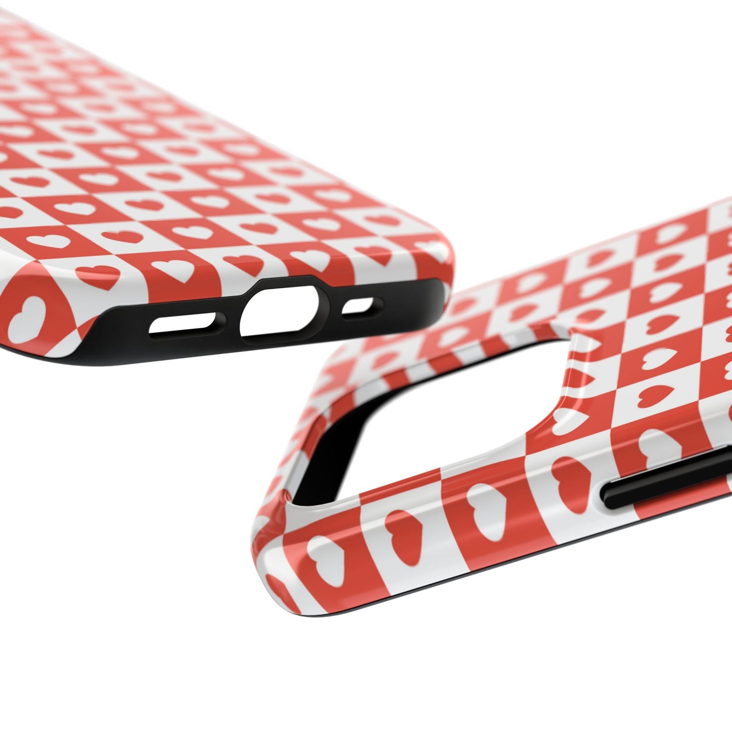 Red & White Heart Checkerboard – iPhone Series Case - BOGO Cases