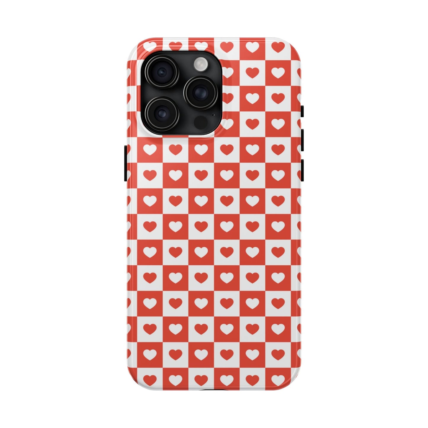 Red & White Heart Checkerboard – iPhone Series Case - BOGO Cases