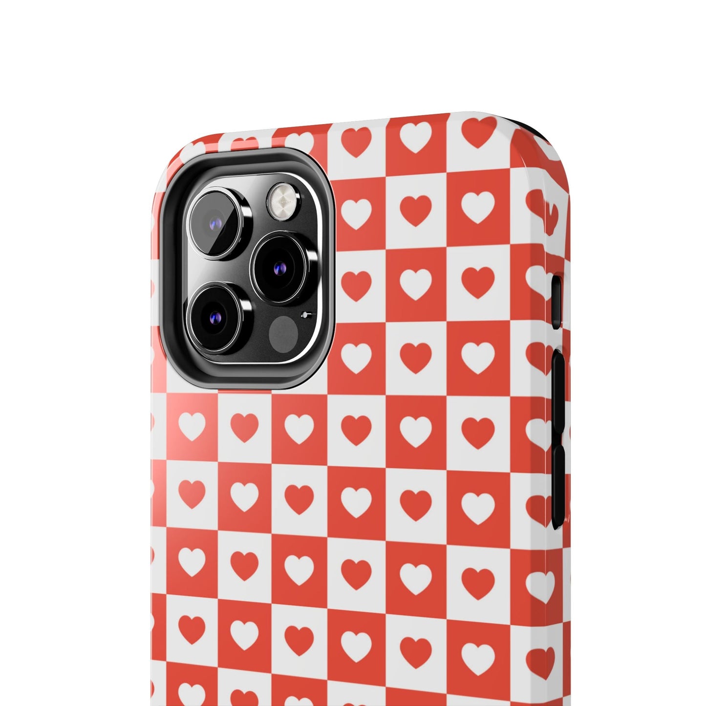 Red & White Heart Checkerboard – iPhone Series Case - BOGO Cases