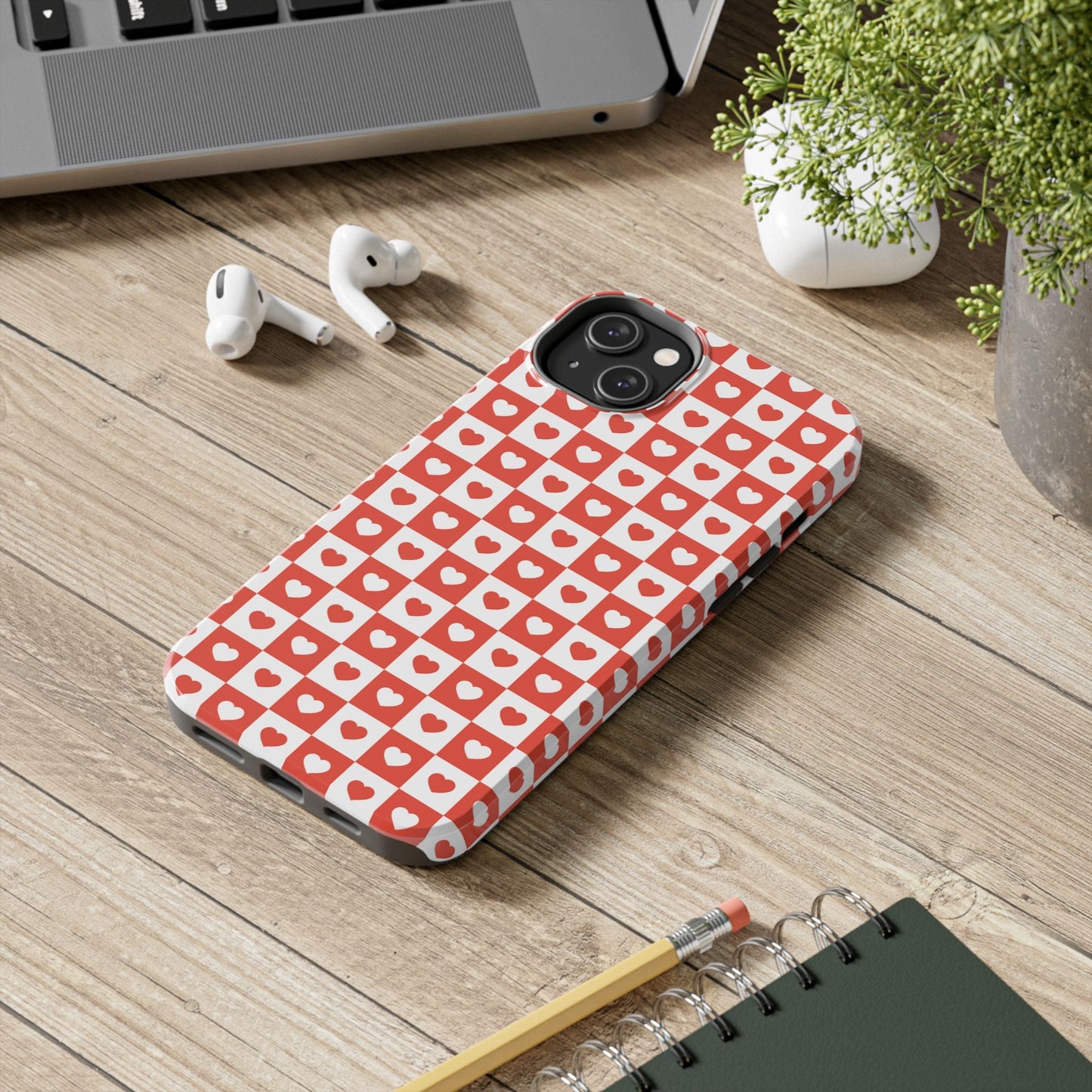 Red & White Heart Checkerboard – iPhone Series Case - BOGO Cases