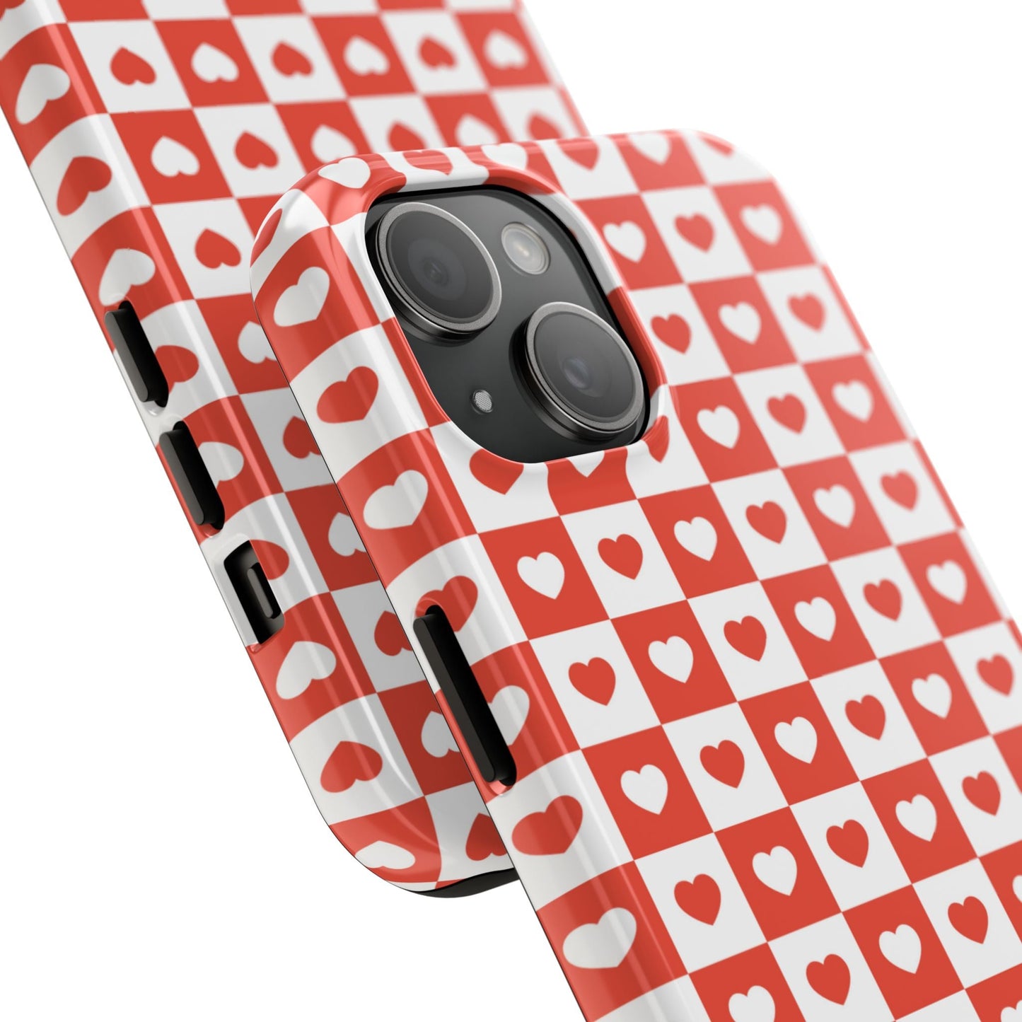 Red & White Heart Checkerboard – iPhone Series Case - BOGO Cases