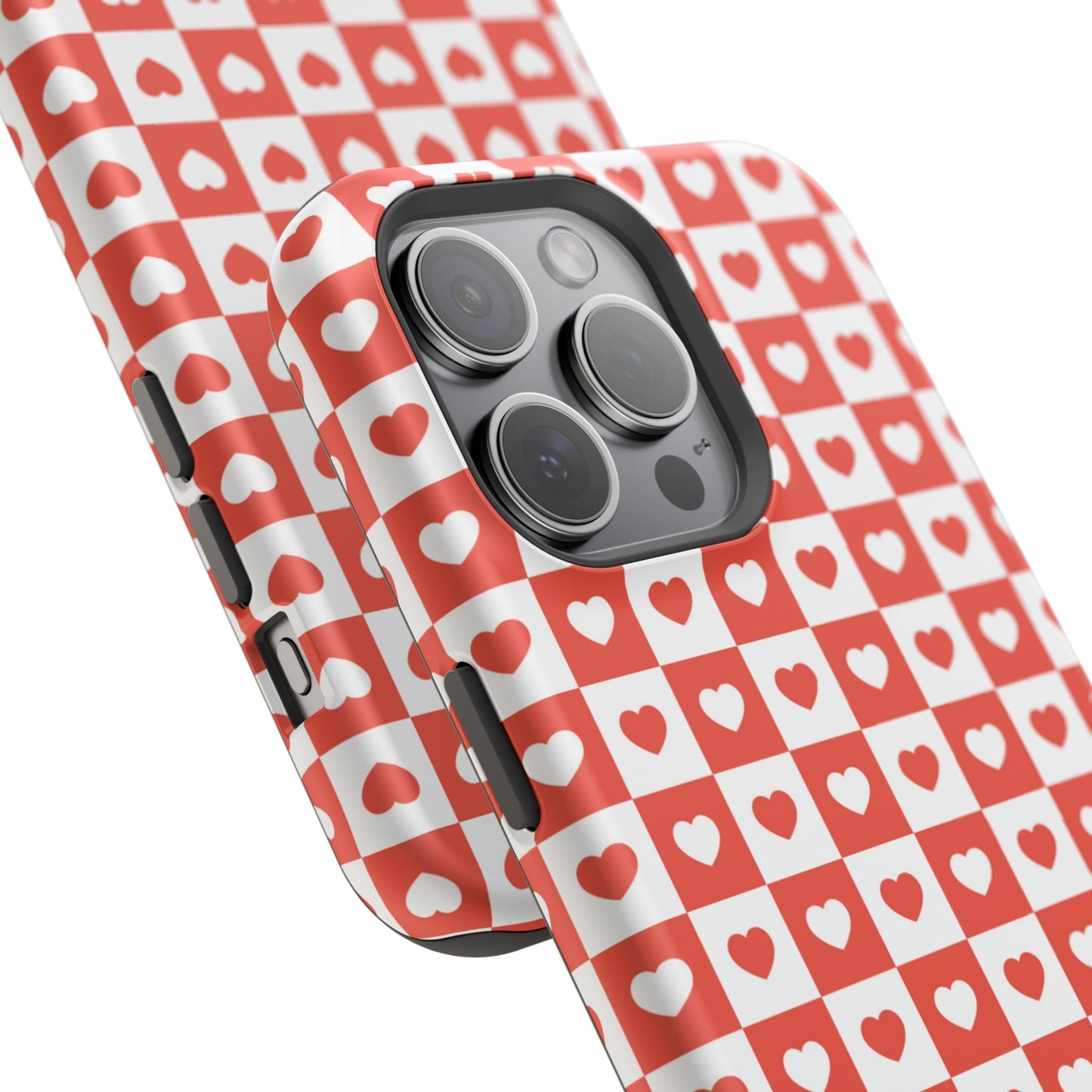 Red & White Heart Checkerboard – MagSafe iPhone Case - BOGO Cases