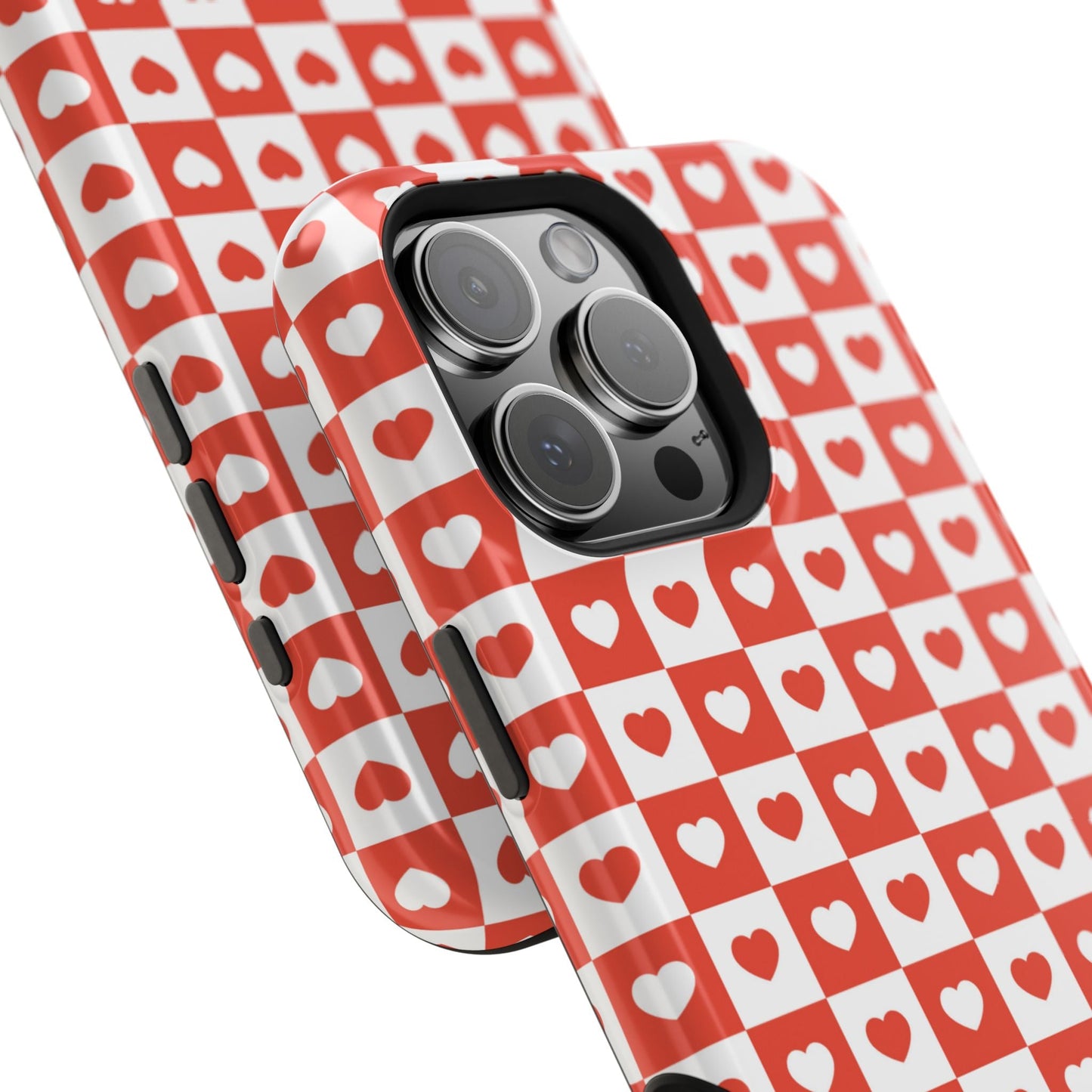 Red & White Heart Checkerboard – MagSafe iPhone Case - BOGO Cases