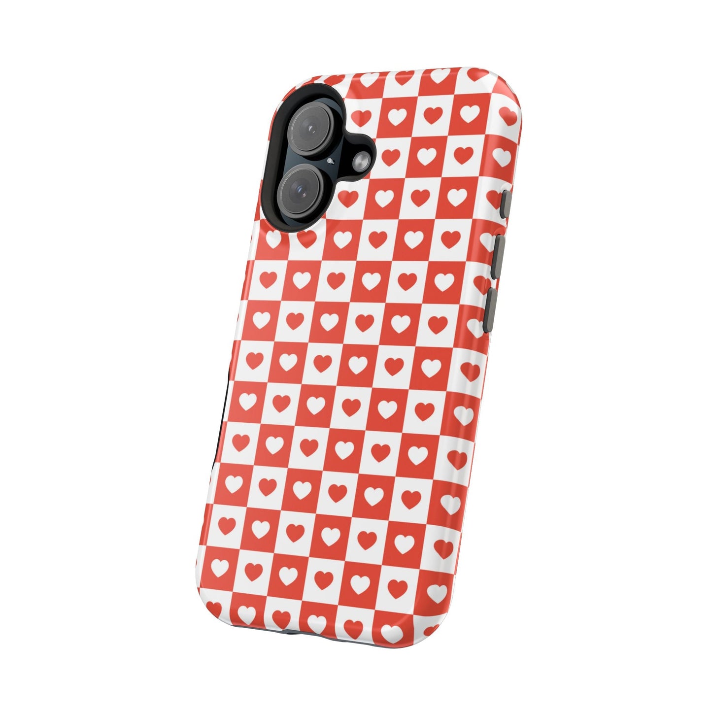 Red & White Heart Checkerboard – MagSafe iPhone Case - BOGO Cases