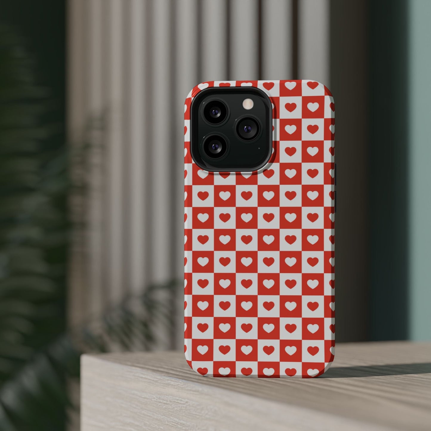 Red & White Heart Checkerboard – MagSafe iPhone Case - BOGO Cases