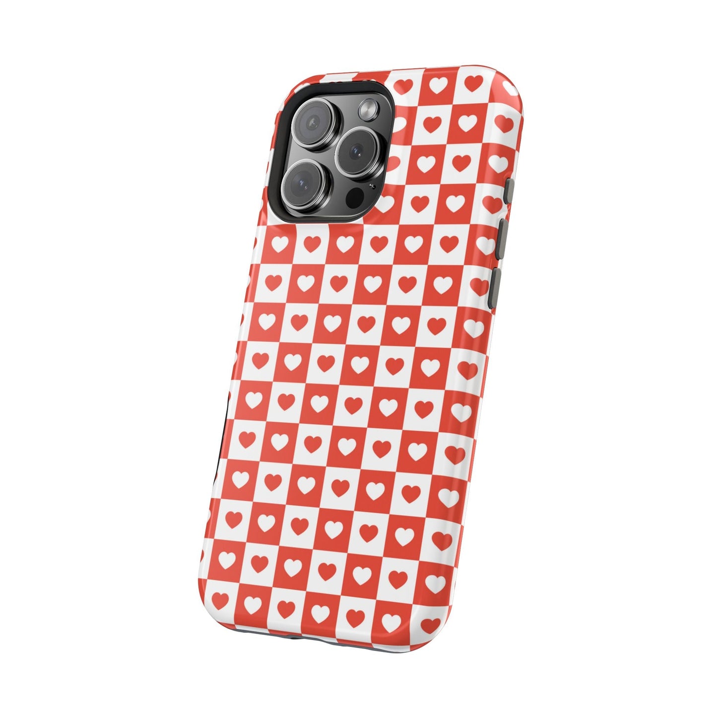 Red & White Heart Checkerboard – MagSafe iPhone Case - BOGO Cases
