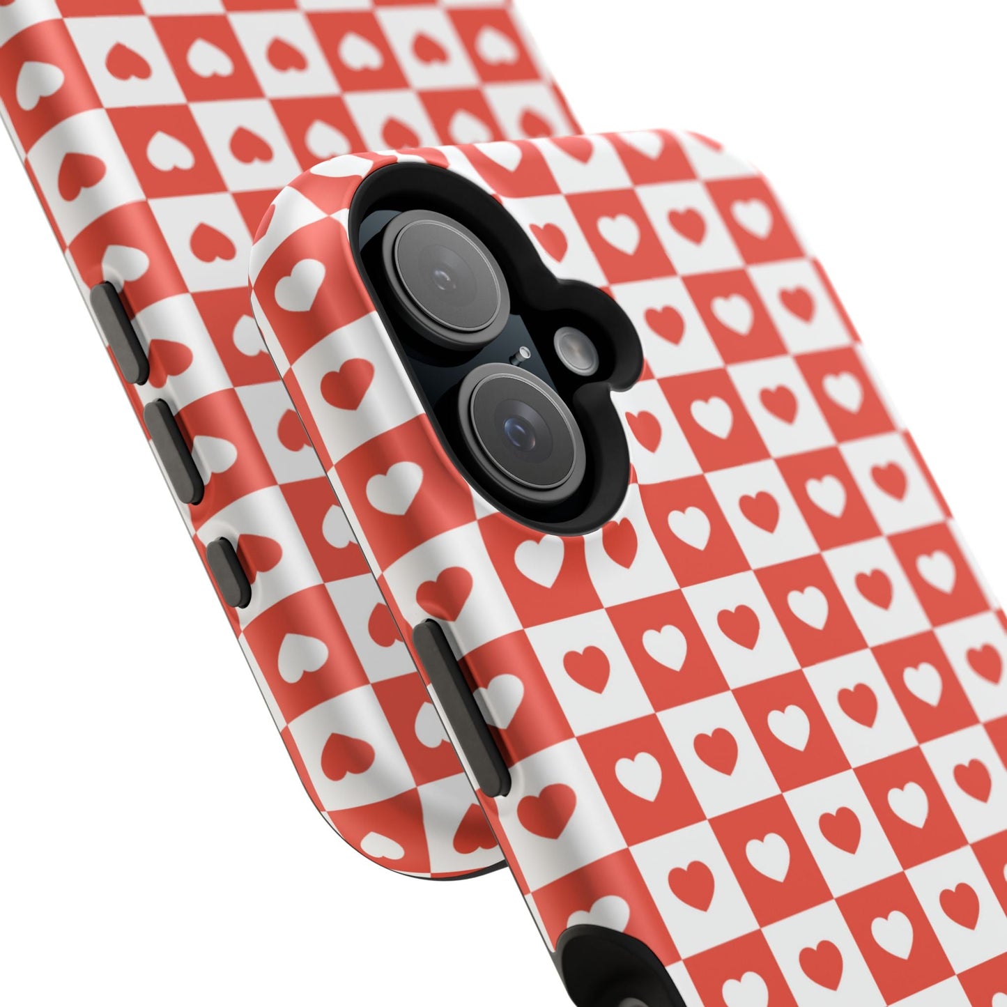 Red & White Heart Checkerboard – MagSafe iPhone Case - BOGO Cases