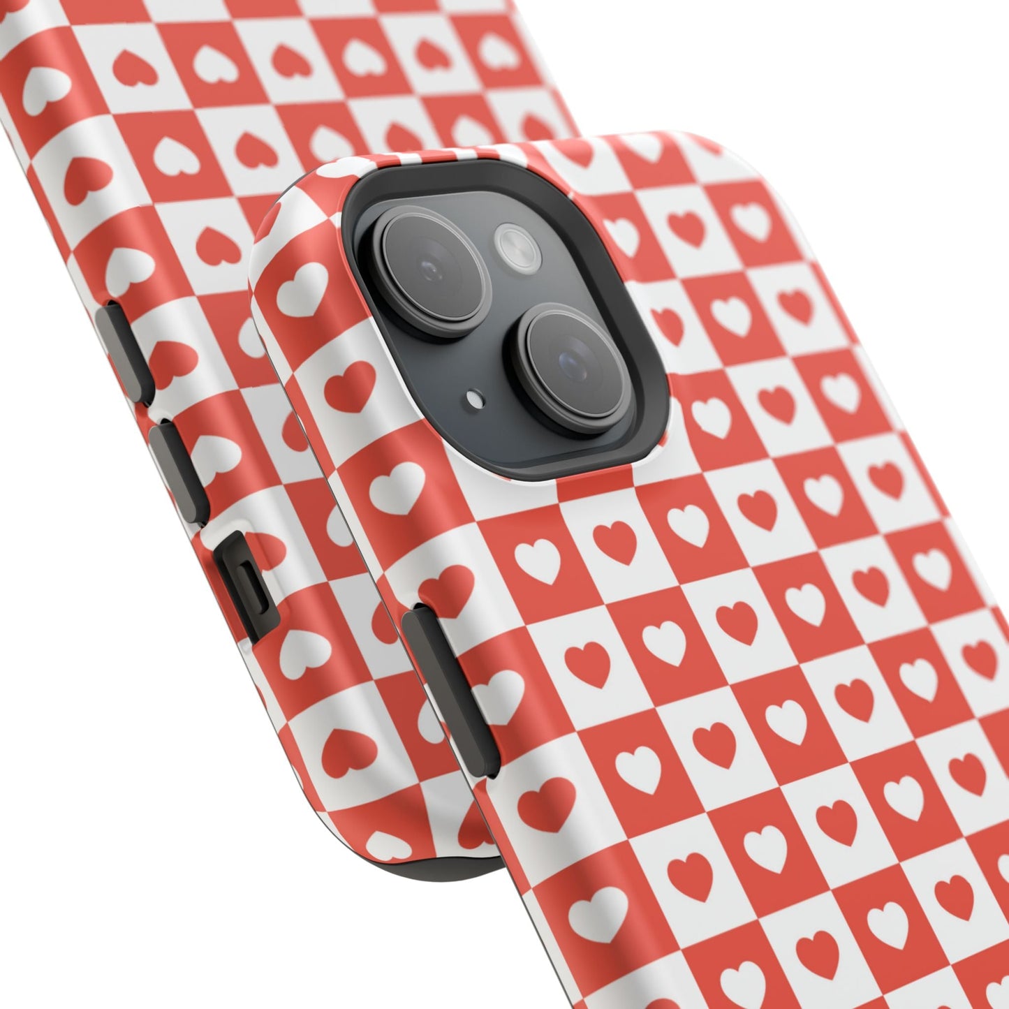 Red & White Heart Checkerboard – MagSafe iPhone Case - BOGO Cases