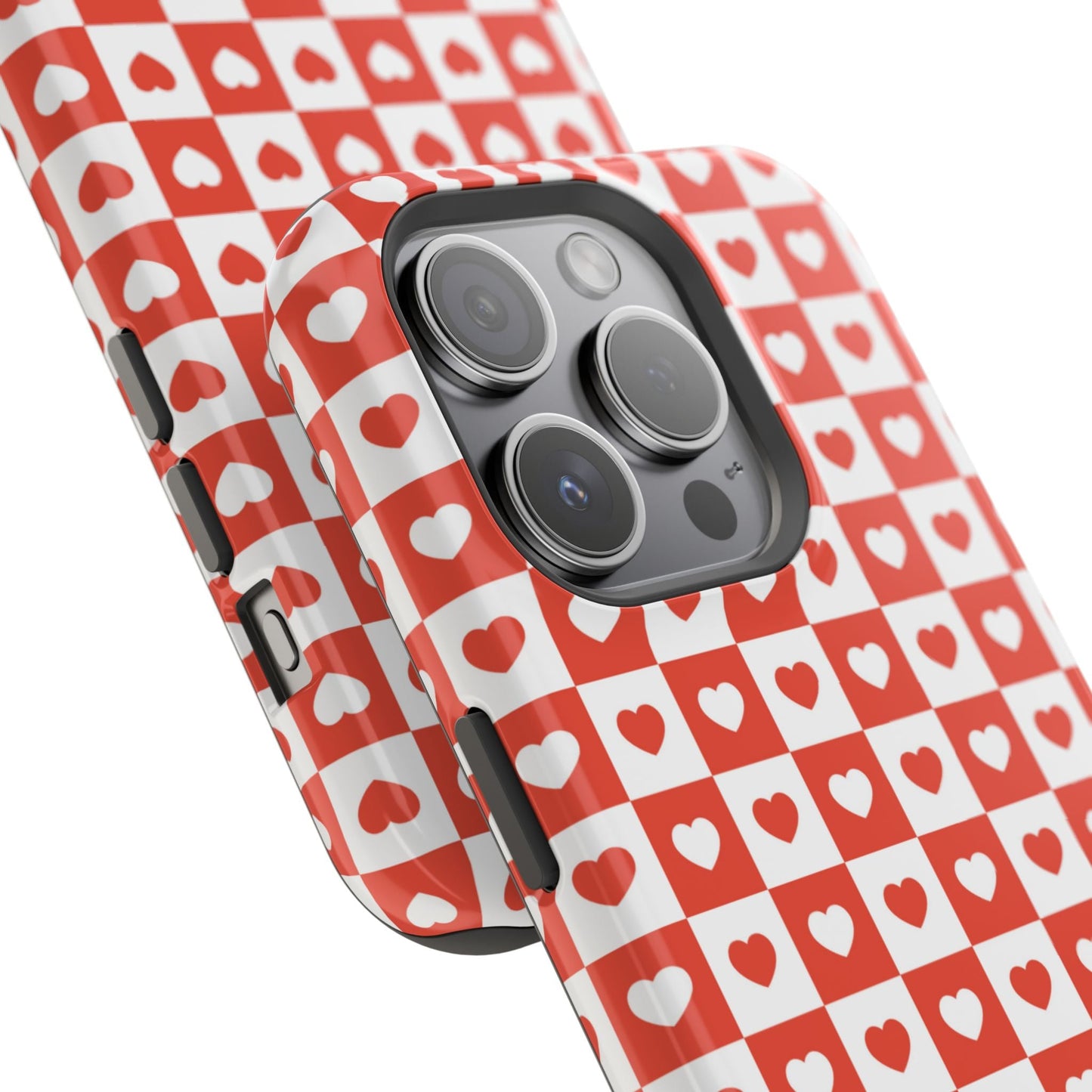 Red & White Heart Checkerboard – MagSafe iPhone Case - BOGO Cases