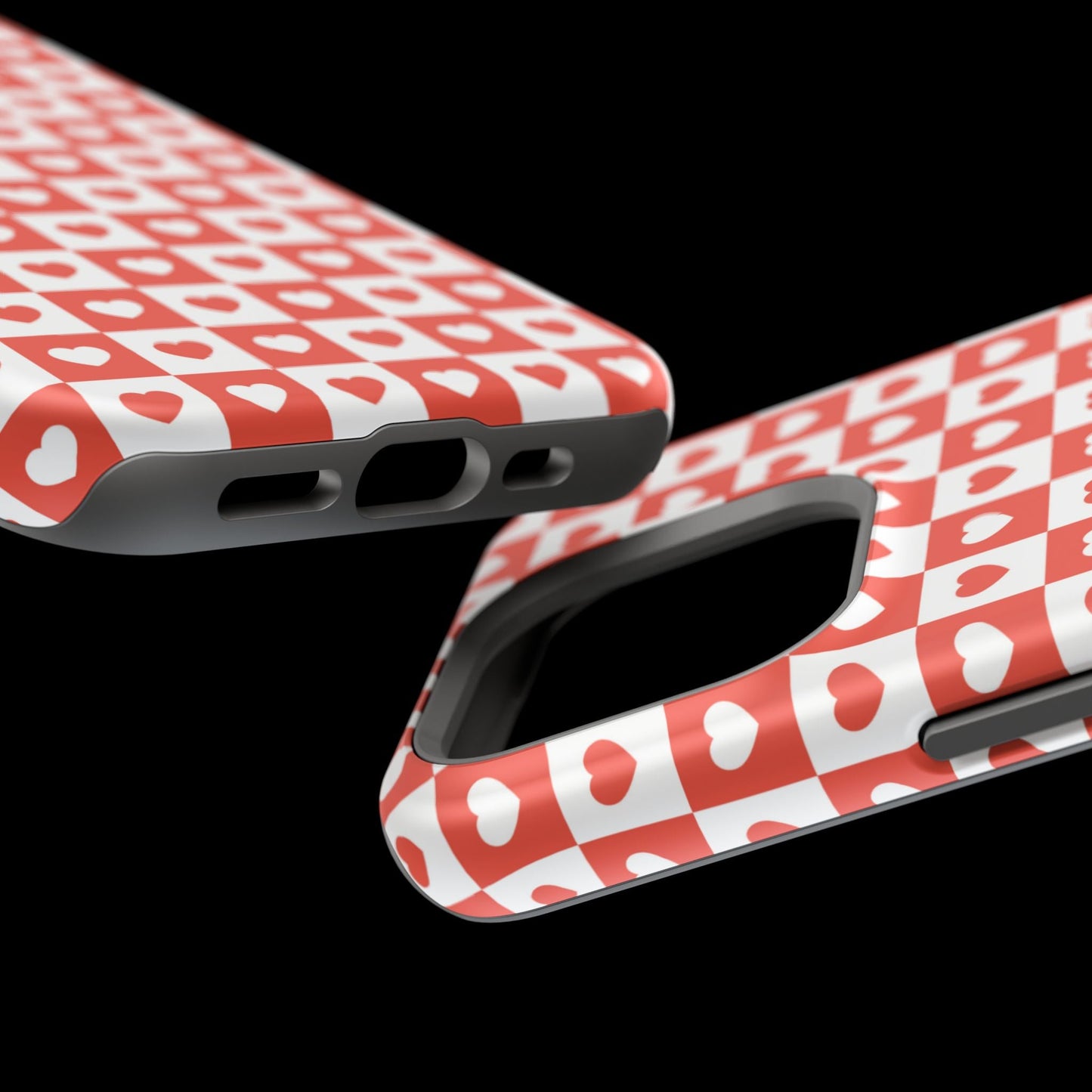 Red & White Heart Checkerboard – MagSafe iPhone Case - BOGO Cases