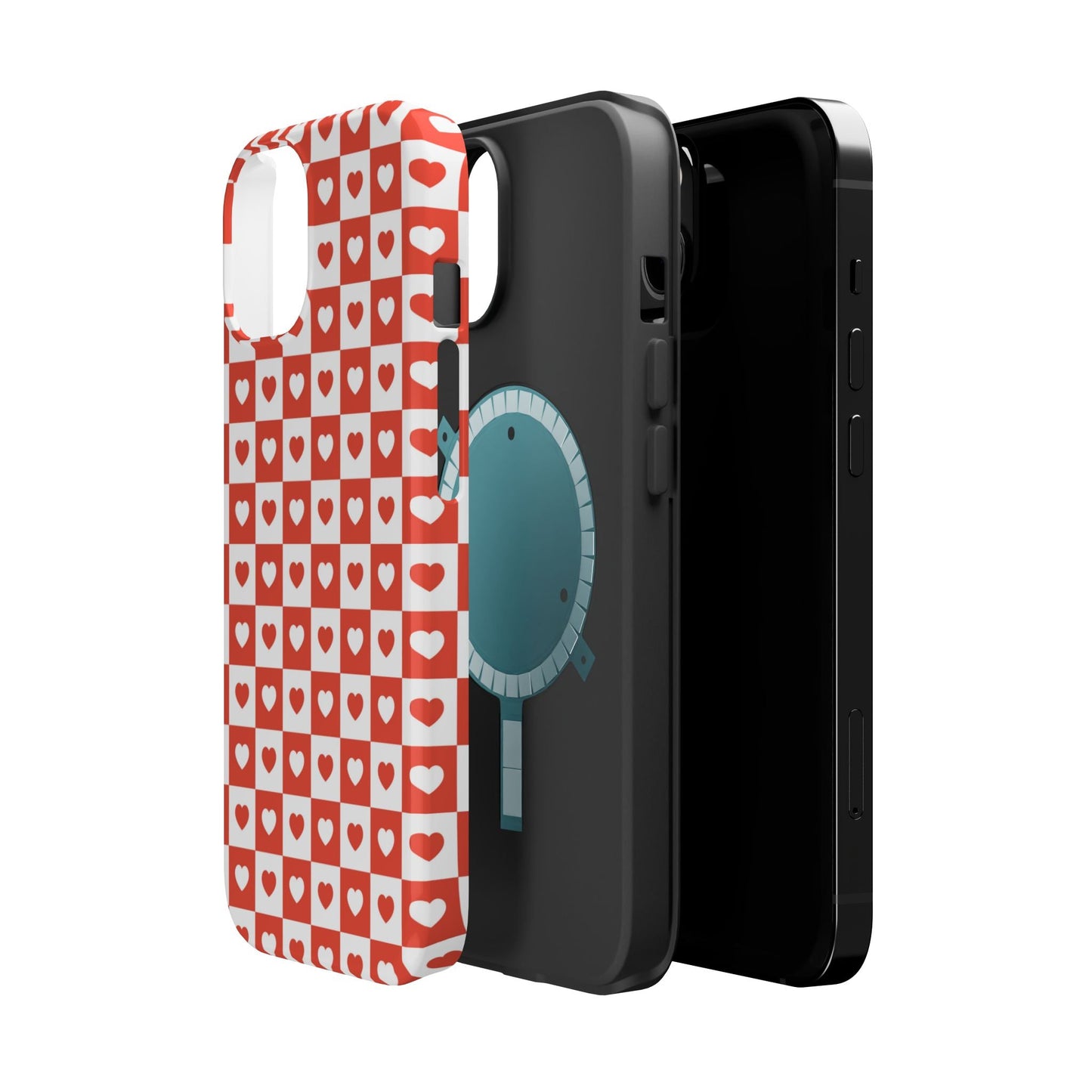 Red & White Heart Checkerboard – MagSafe iPhone Case - BOGO Cases
