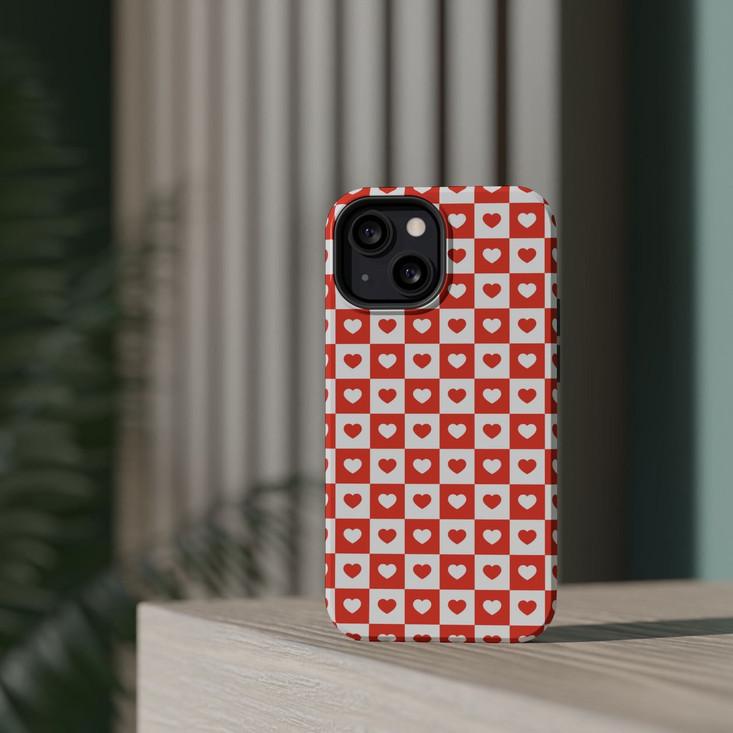 Red & White Heart Checkerboard – MagSafe iPhone Case - BOGO Cases