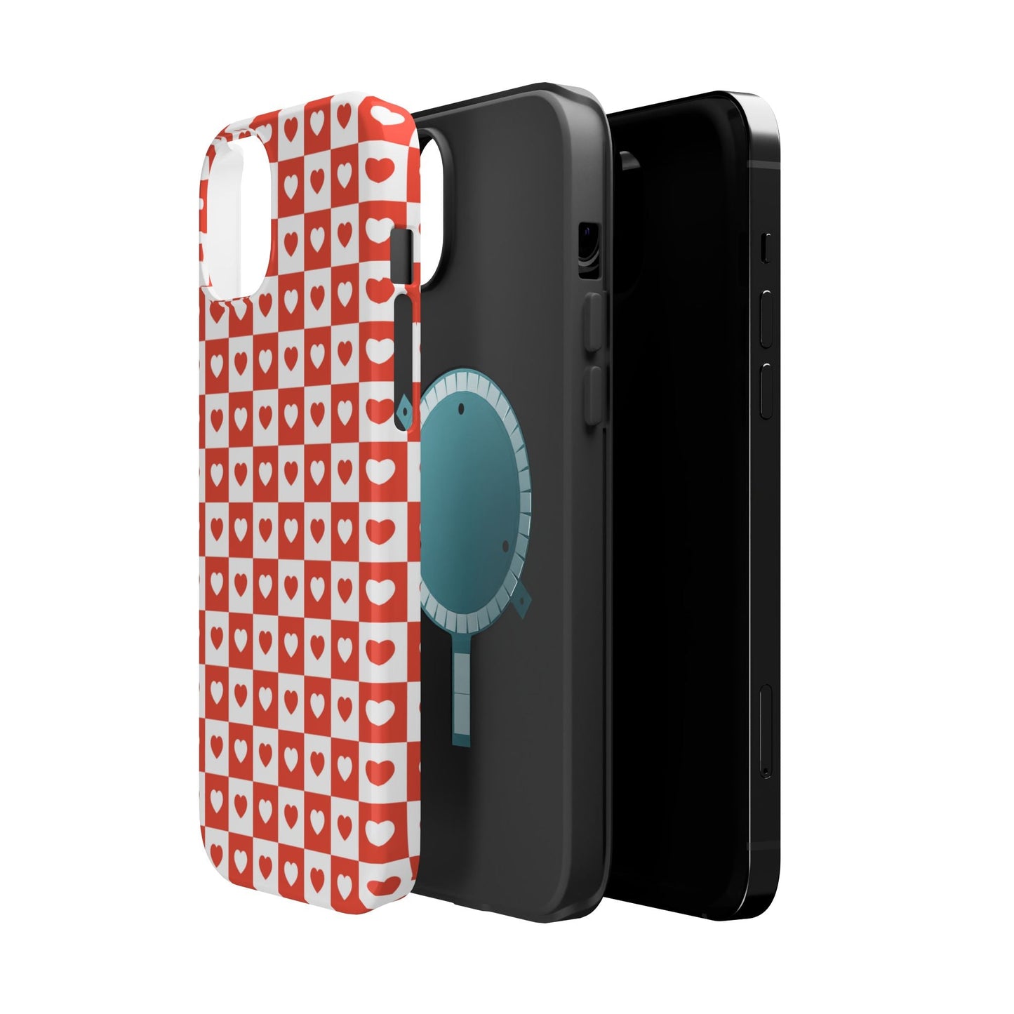 Red & White Heart Checkerboard – MagSafe iPhone Case - BOGO Cases