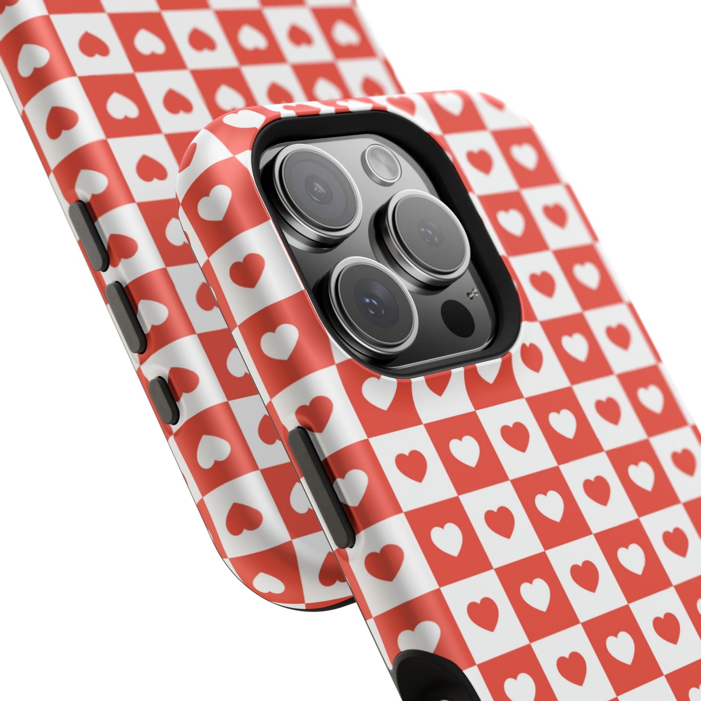 Red & White Heart Checkerboard – MagSafe iPhone Case - BOGO Cases