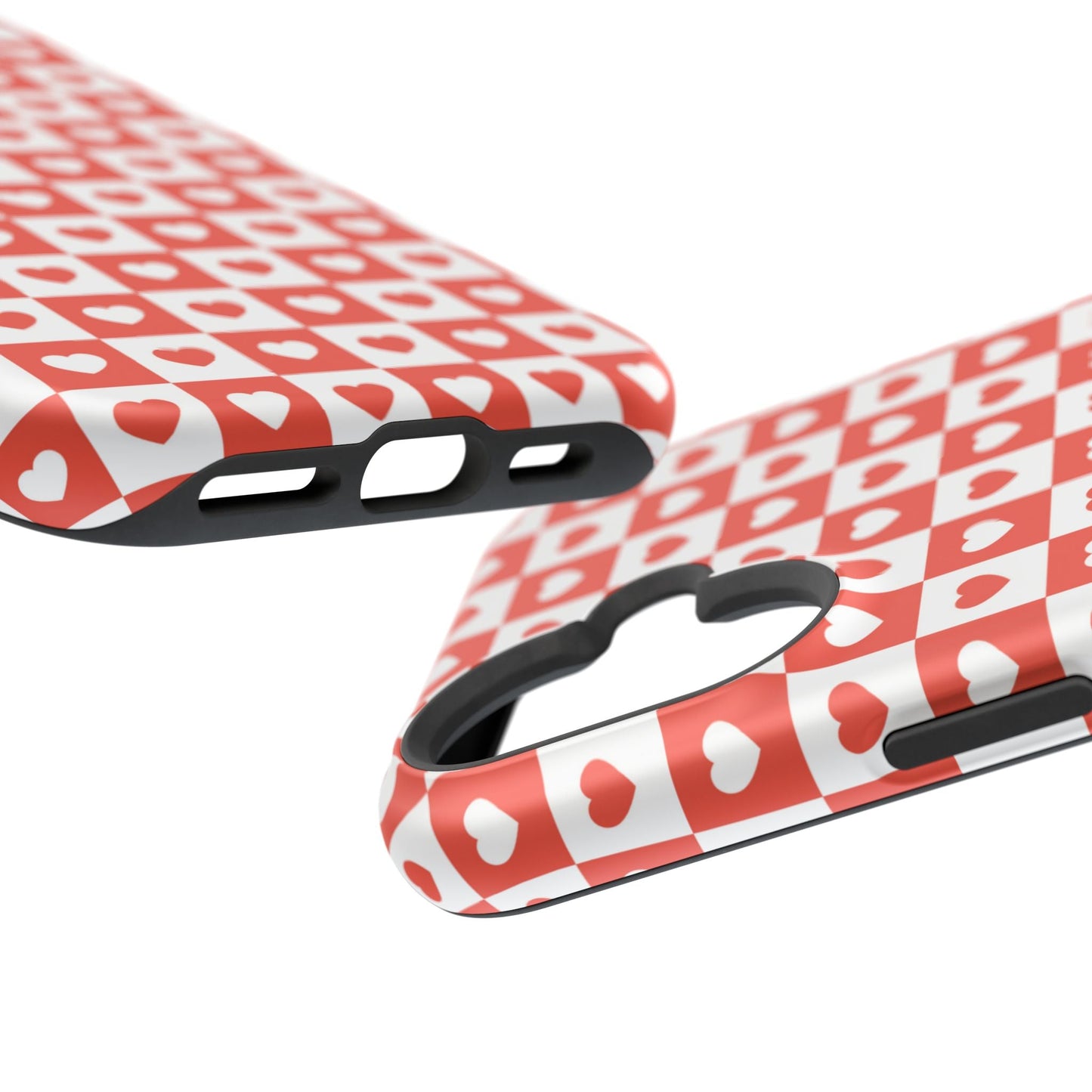 Red & White Heart Checkerboard – MagSafe iPhone Case - BOGO Cases
