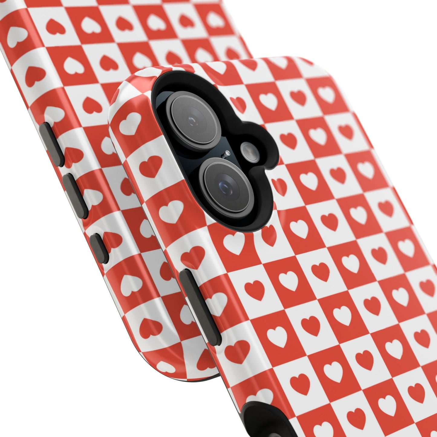 Red & White Heart Checkerboard – MagSafe iPhone Case - BOGO Cases