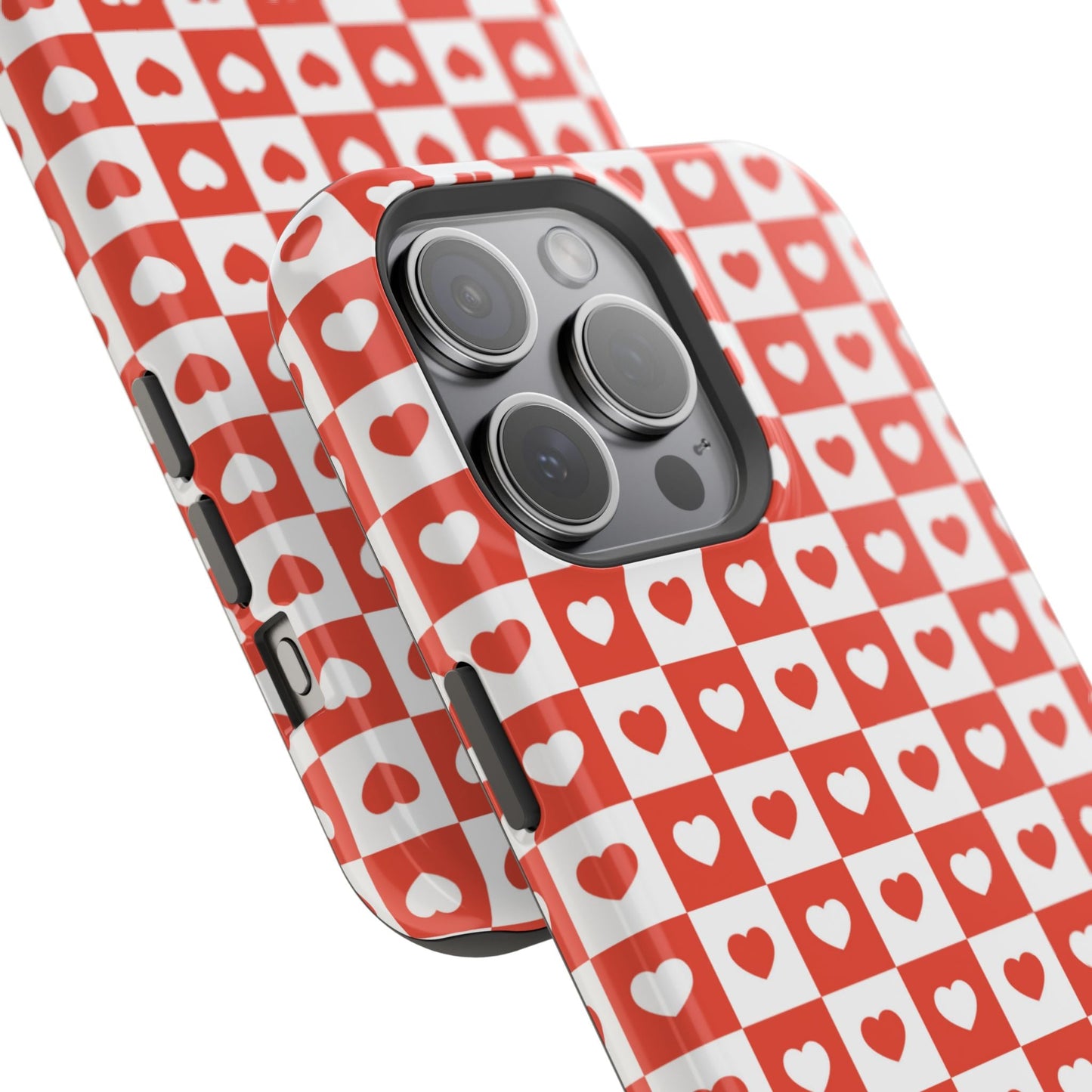 Red & White Heart Checkerboard – MagSafe iPhone Case - BOGO Cases