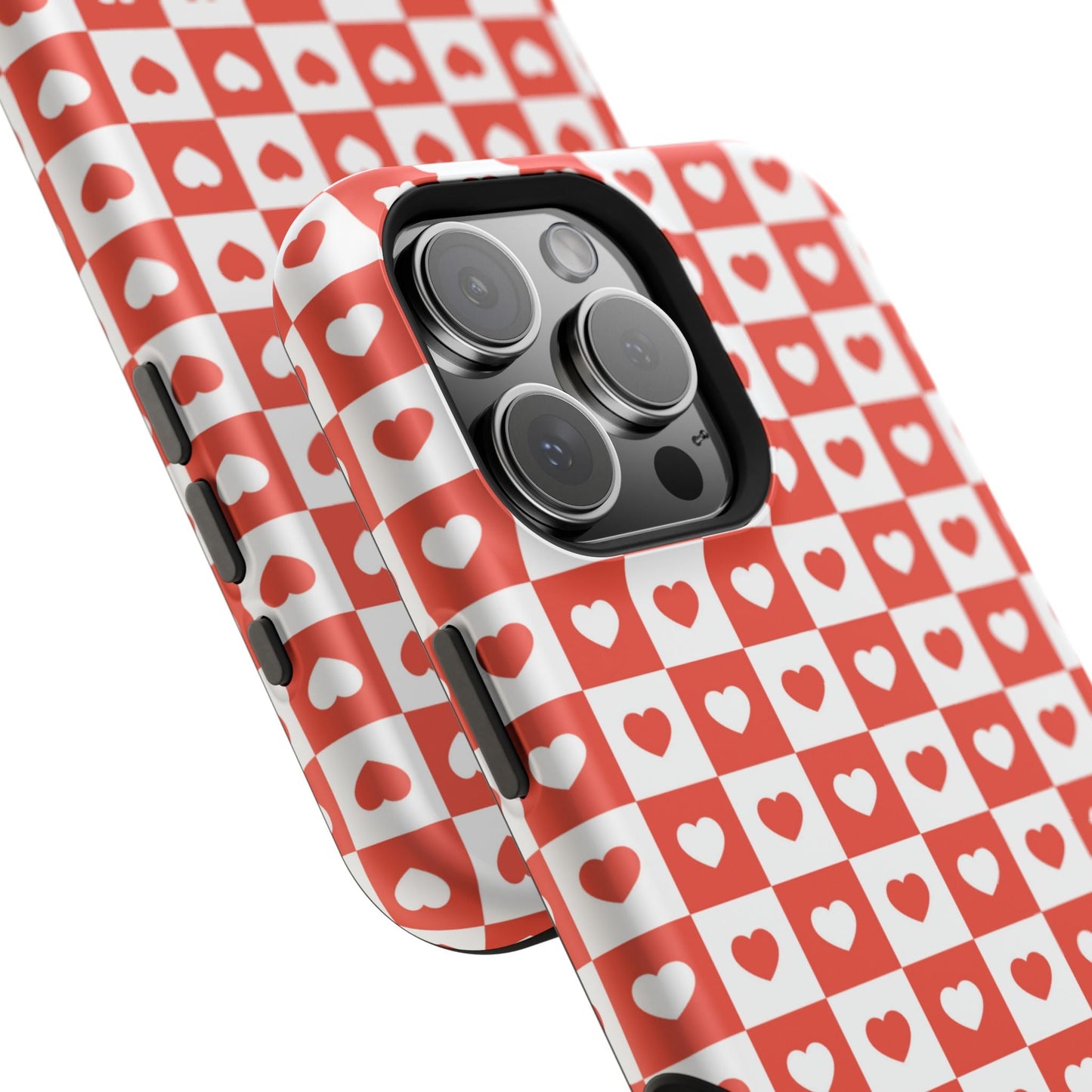 Red & White Heart Checkerboard – MagSafe iPhone Case - BOGO Cases