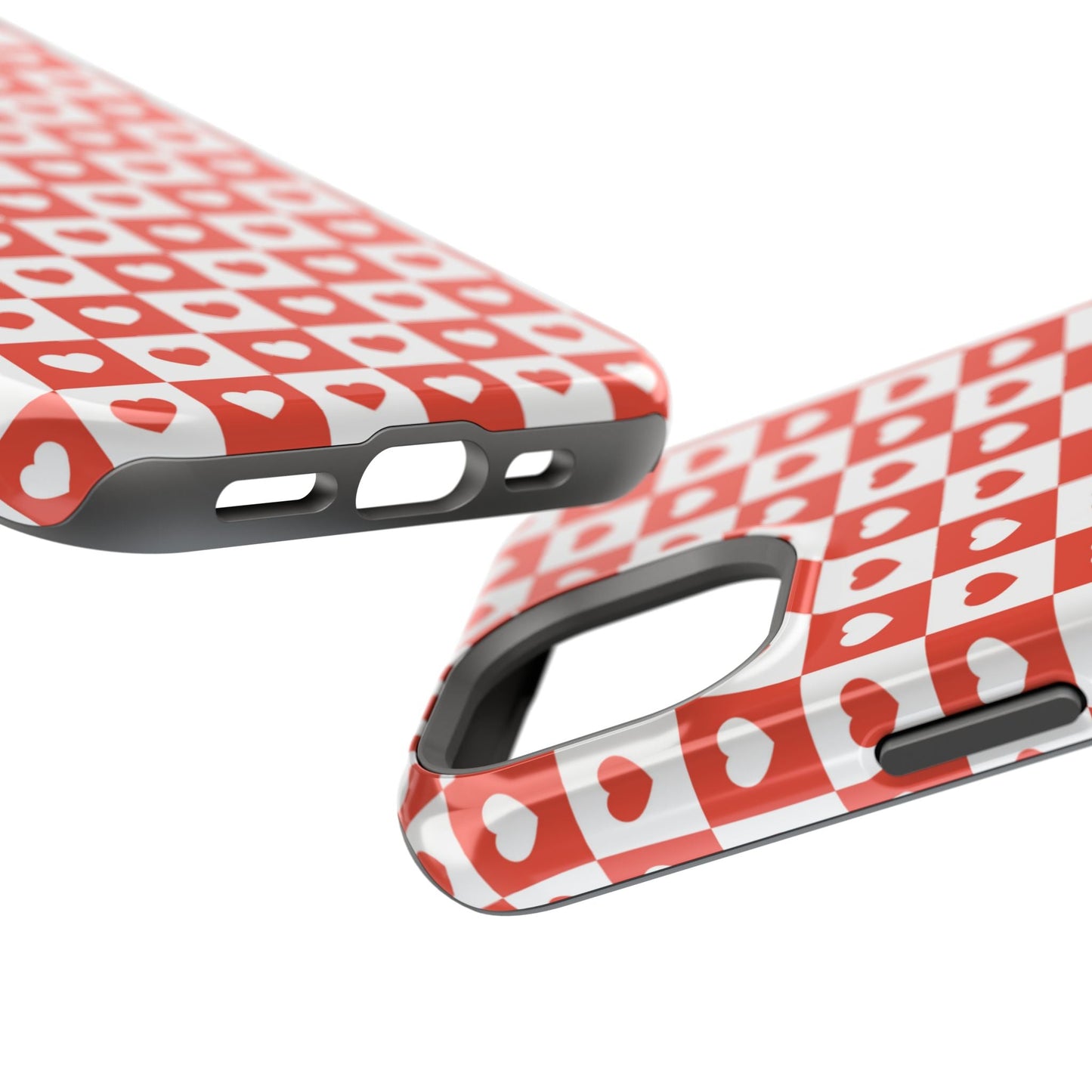Red & White Heart Checkerboard – MagSafe iPhone Case - BOGO Cases