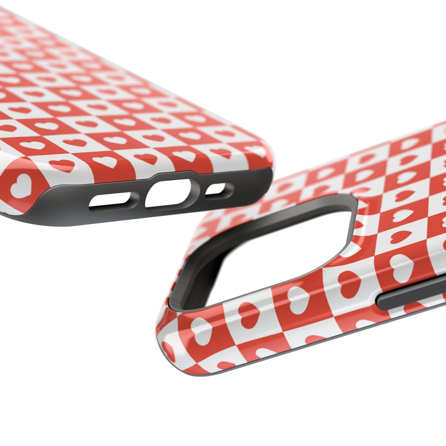 Red & White Heart Checkerboard – MagSafe iPhone Case - BOGO Cases