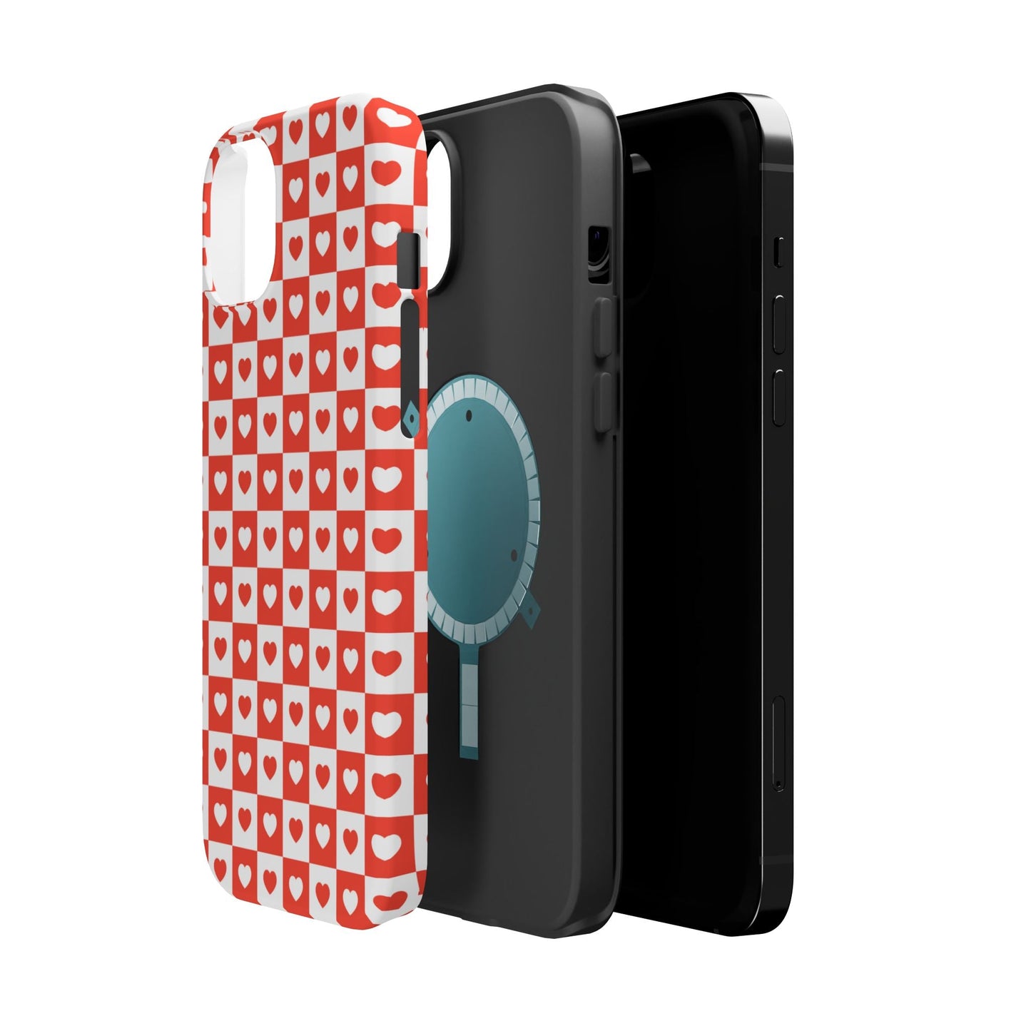 Red & White Heart Checkerboard – MagSafe iPhone Case - BOGO Cases