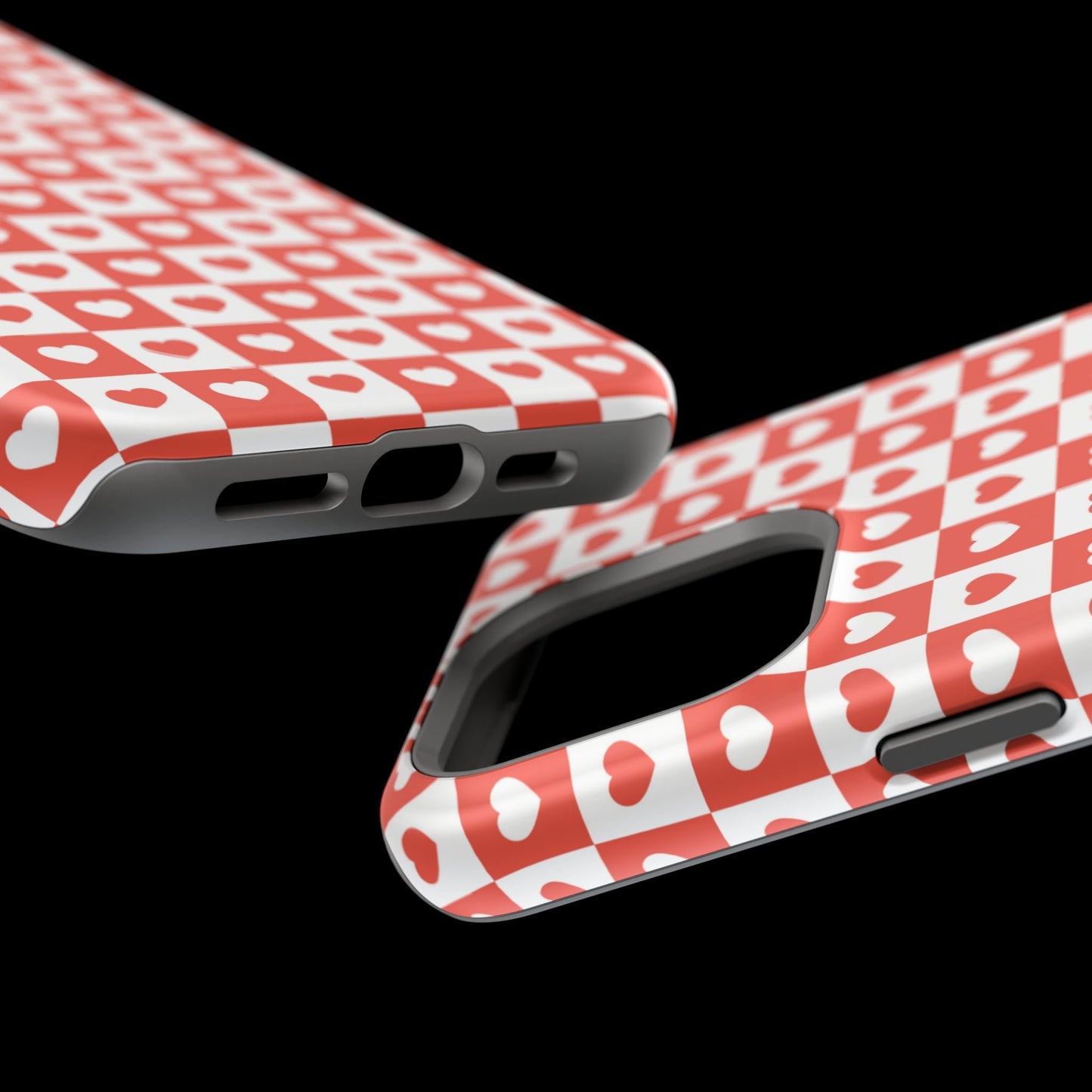 Red & White Heart Checkerboard – MagSafe iPhone Case - BOGO Cases
