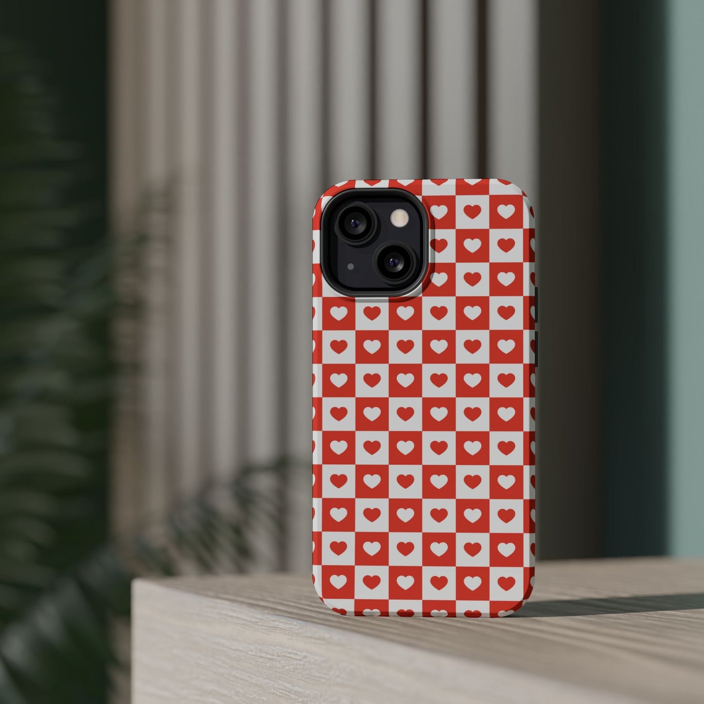Red & White Heart Checkerboard – MagSafe iPhone Case - BOGO Cases