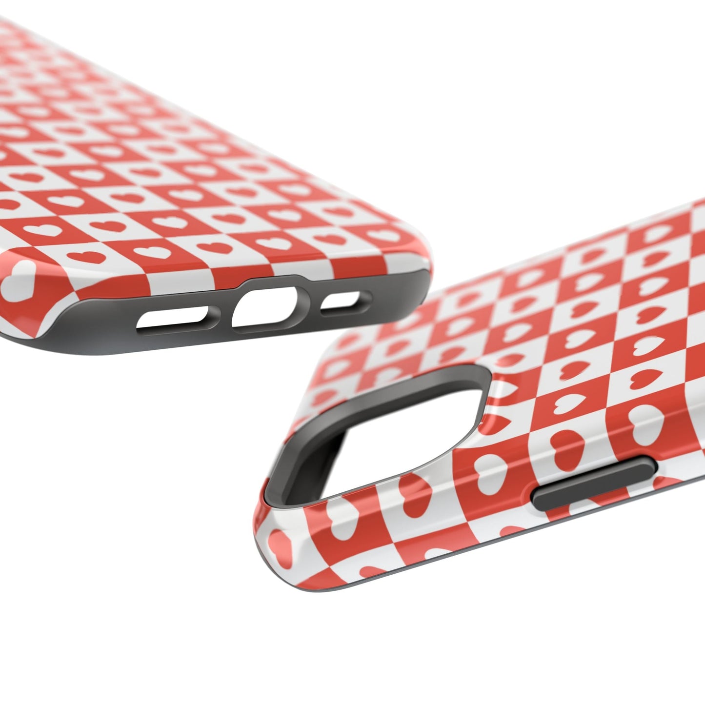 Red & White Heart Checkerboard – MagSafe iPhone Case - BOGO Cases
