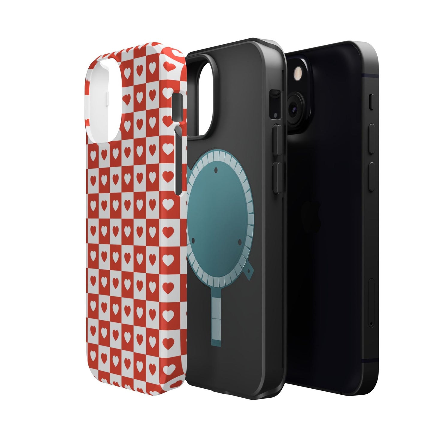 Red & White Heart Checkerboard – MagSafe iPhone Case - BOGO Cases