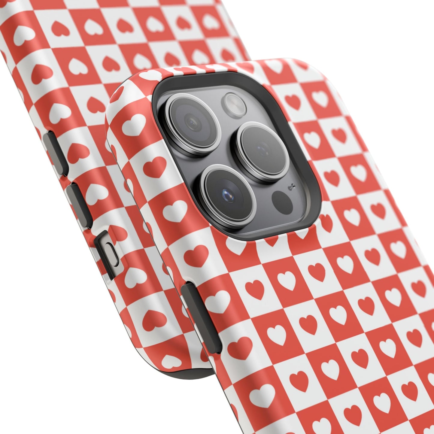 Red & White Heart Checkerboard – MagSafe iPhone Case - BOGO Cases