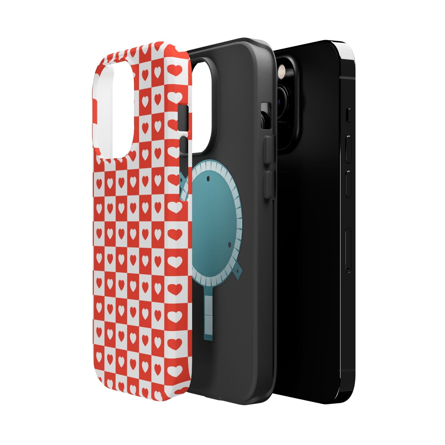Red & White Heart Checkerboard – MagSafe iPhone Case - BOGO Cases