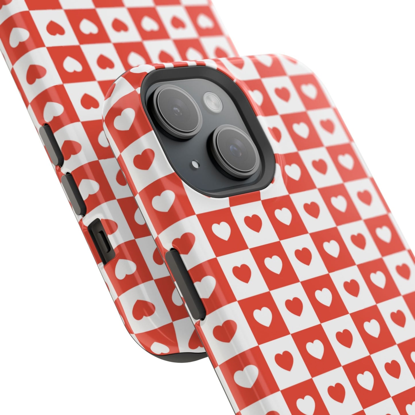 Red & White Heart Checkerboard – MagSafe iPhone Case - BOGO Cases
